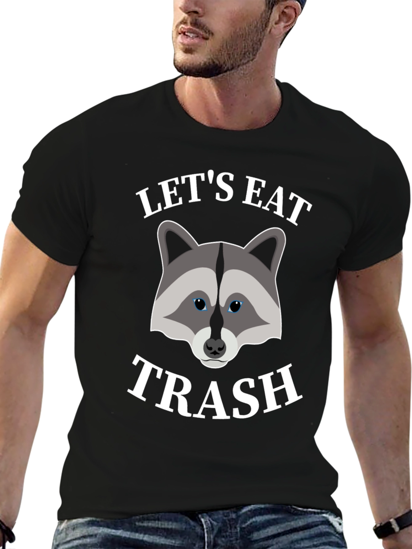 Black Let's Eat Trash Raccoon Graphic Tee view 6