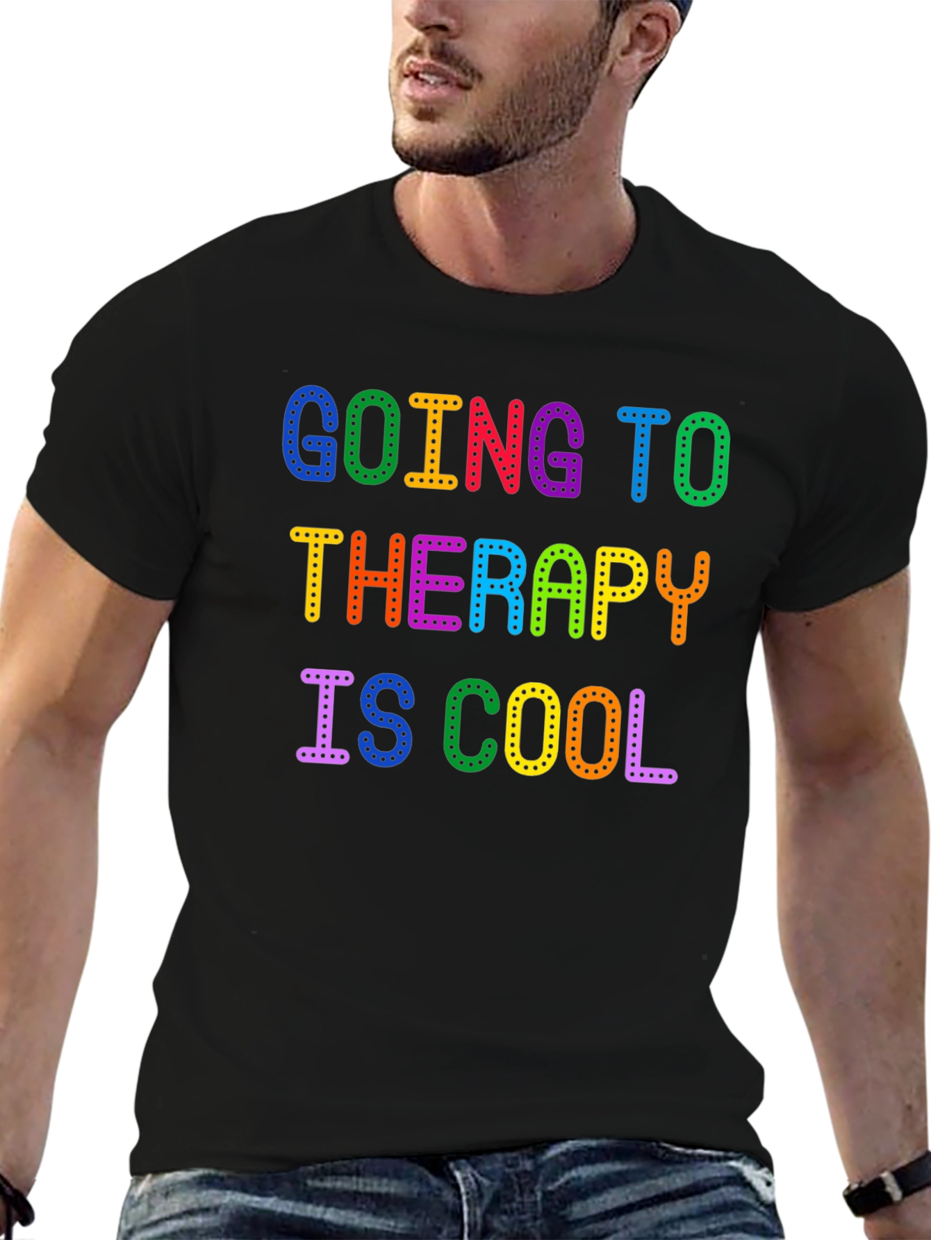 Black Going to Therapy is Cool Graphic T-Shirt view 6