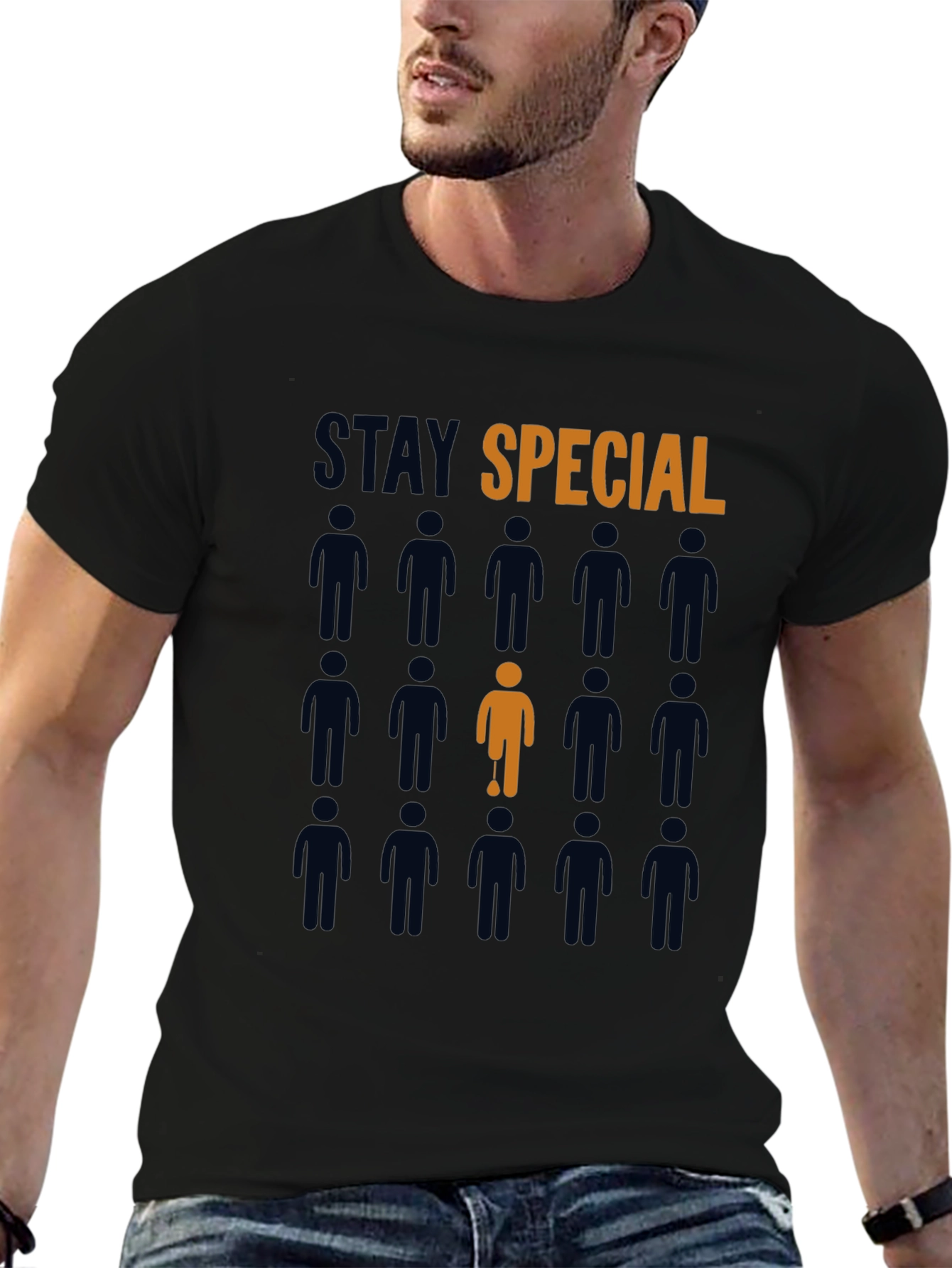 Black Stay Special Graphic Tee - Black Cotton T-Shirt view 6