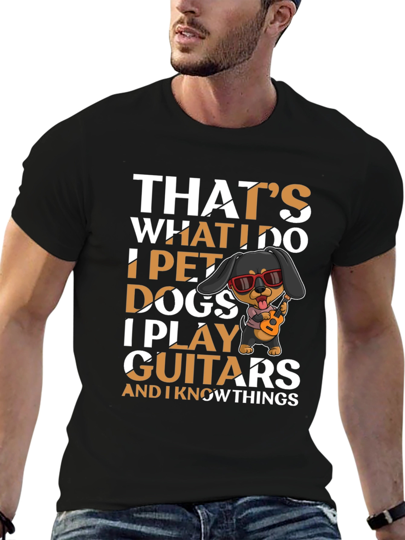 Black Dog Lover T-Shirt - Guitar Player Tee view 6