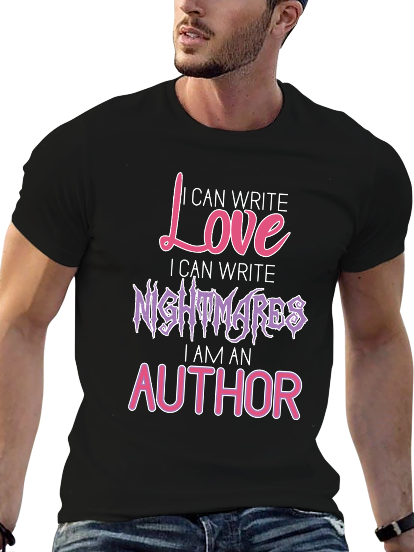 Black I Can Write Love, Nightmares T-Shirt view 6