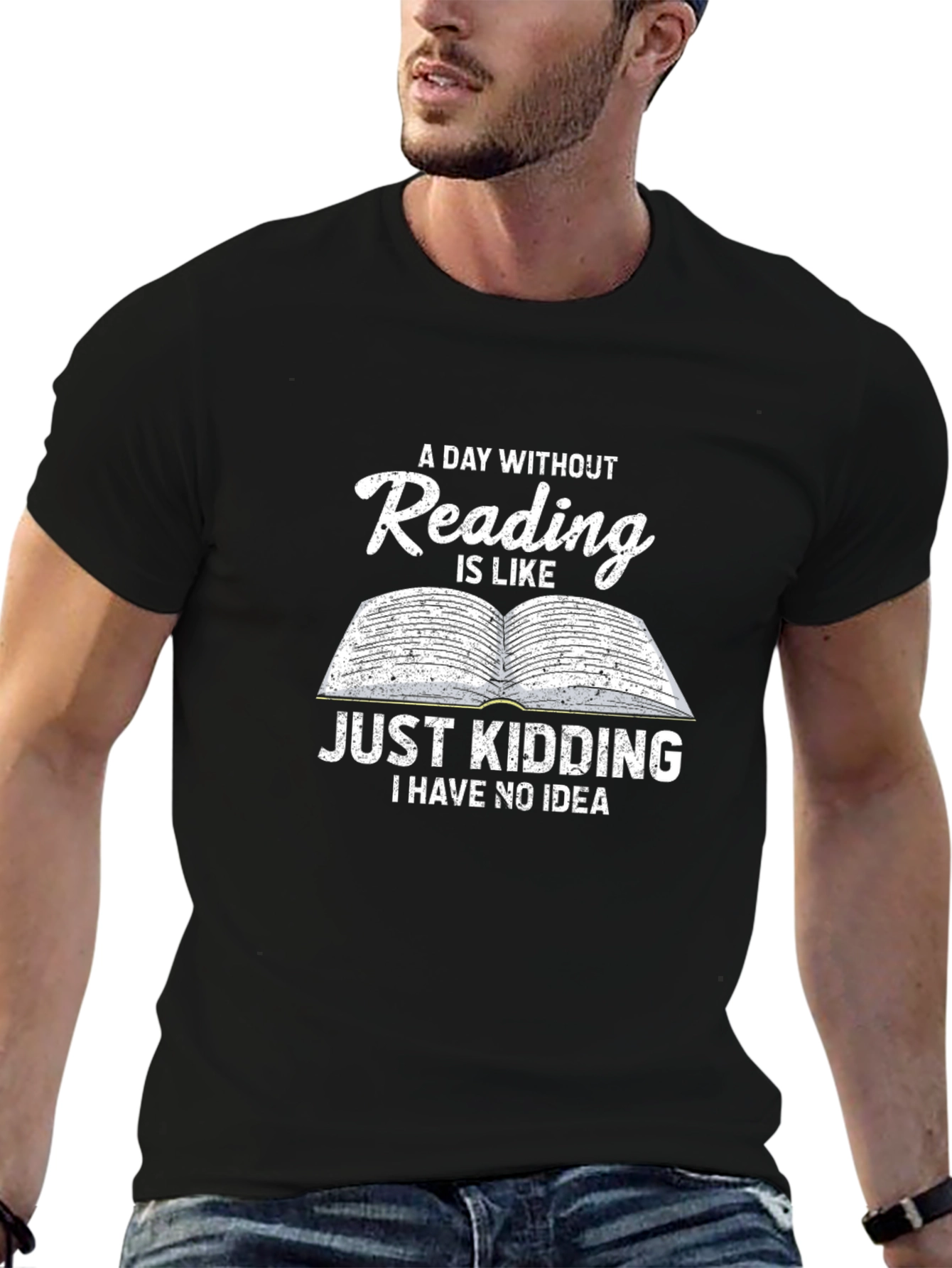 Black Funny Reading T-Shirt - A Day Without Reading view 6