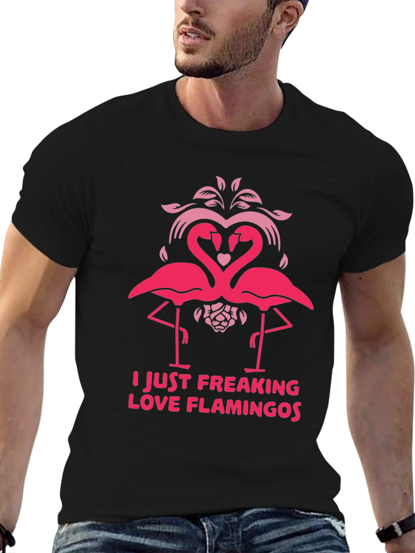 Black I Love Flamingos Graphic T-Shirt - Fun & Stylish view 6