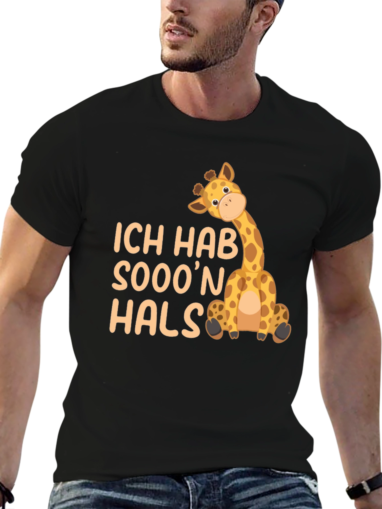 Black Ich Hab Sooo'n Hals Giraffe Black T-Shirt view 6