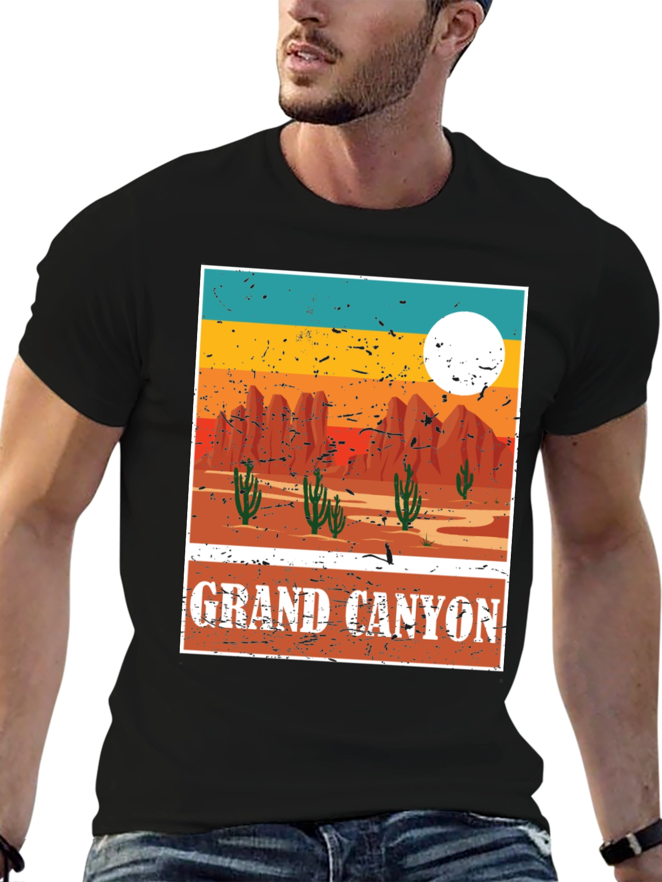 Black Grand Canyon Graphic Tee - Vintage Style Desert T-Shirt view 6