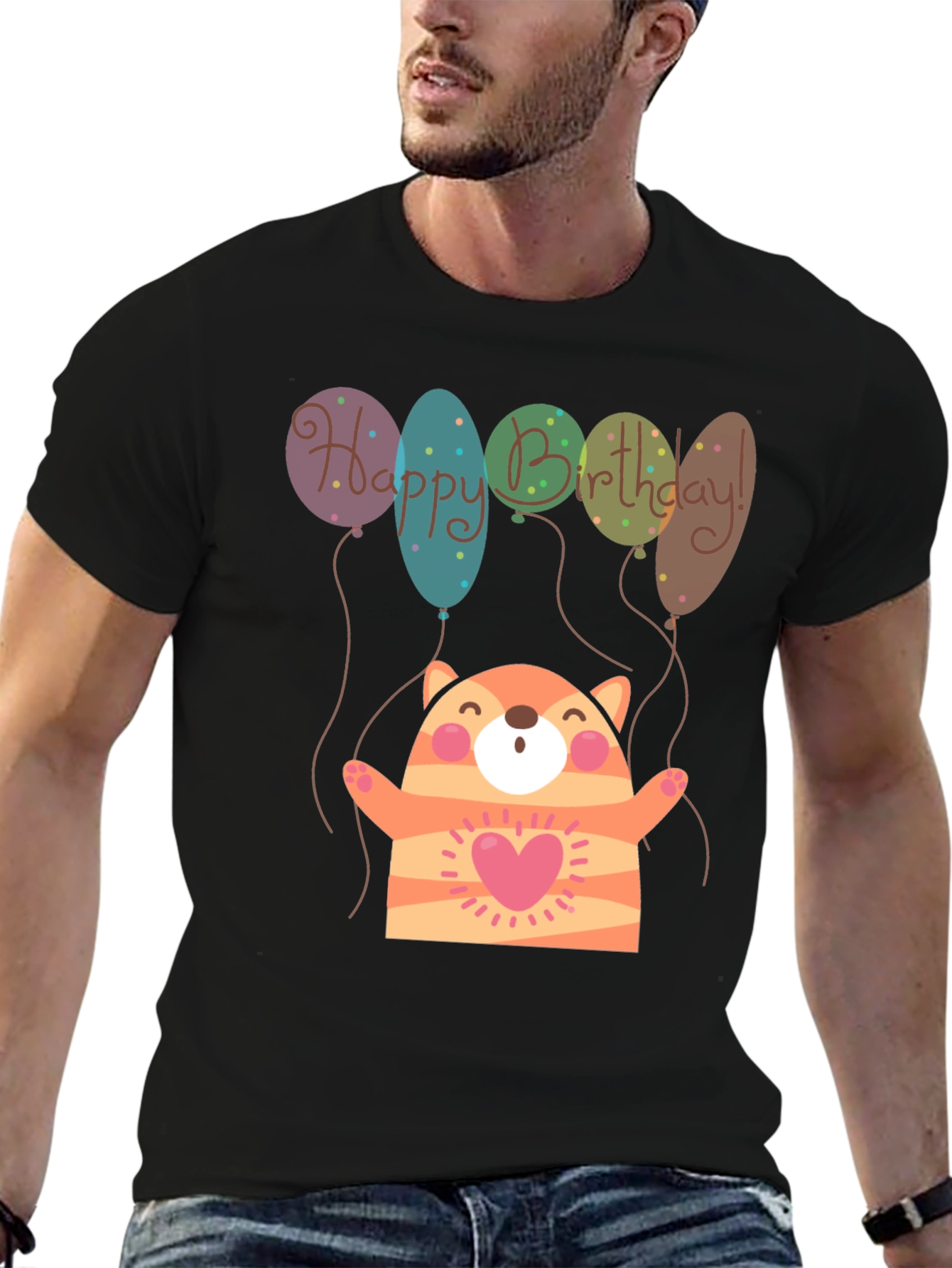 Black Birthday Cat T-Shirt - Cute & Fun Design view 6