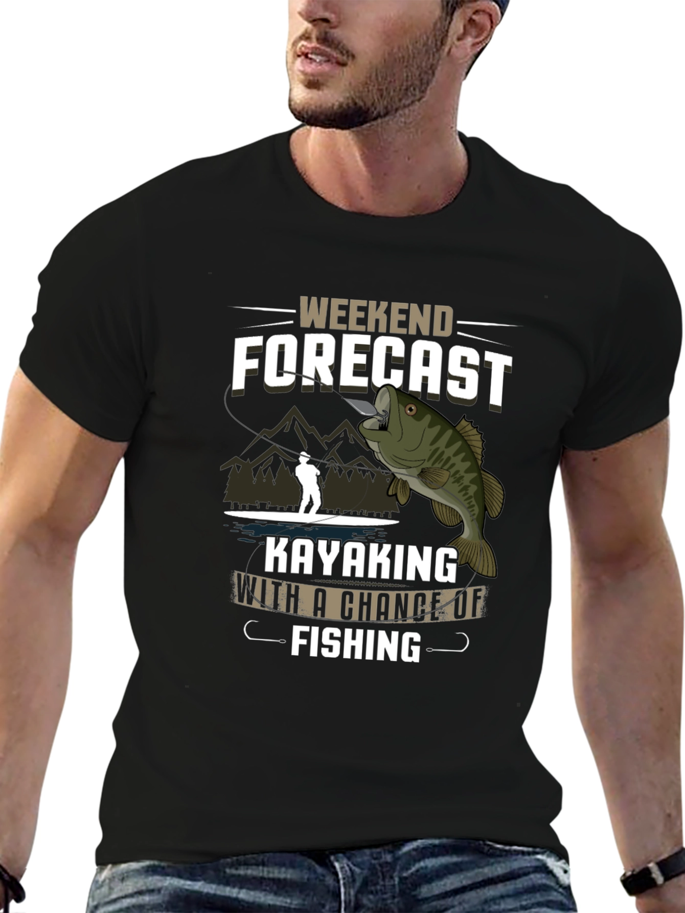 Weekend Forecast Kayaking Fishing Graphic Tee - 6