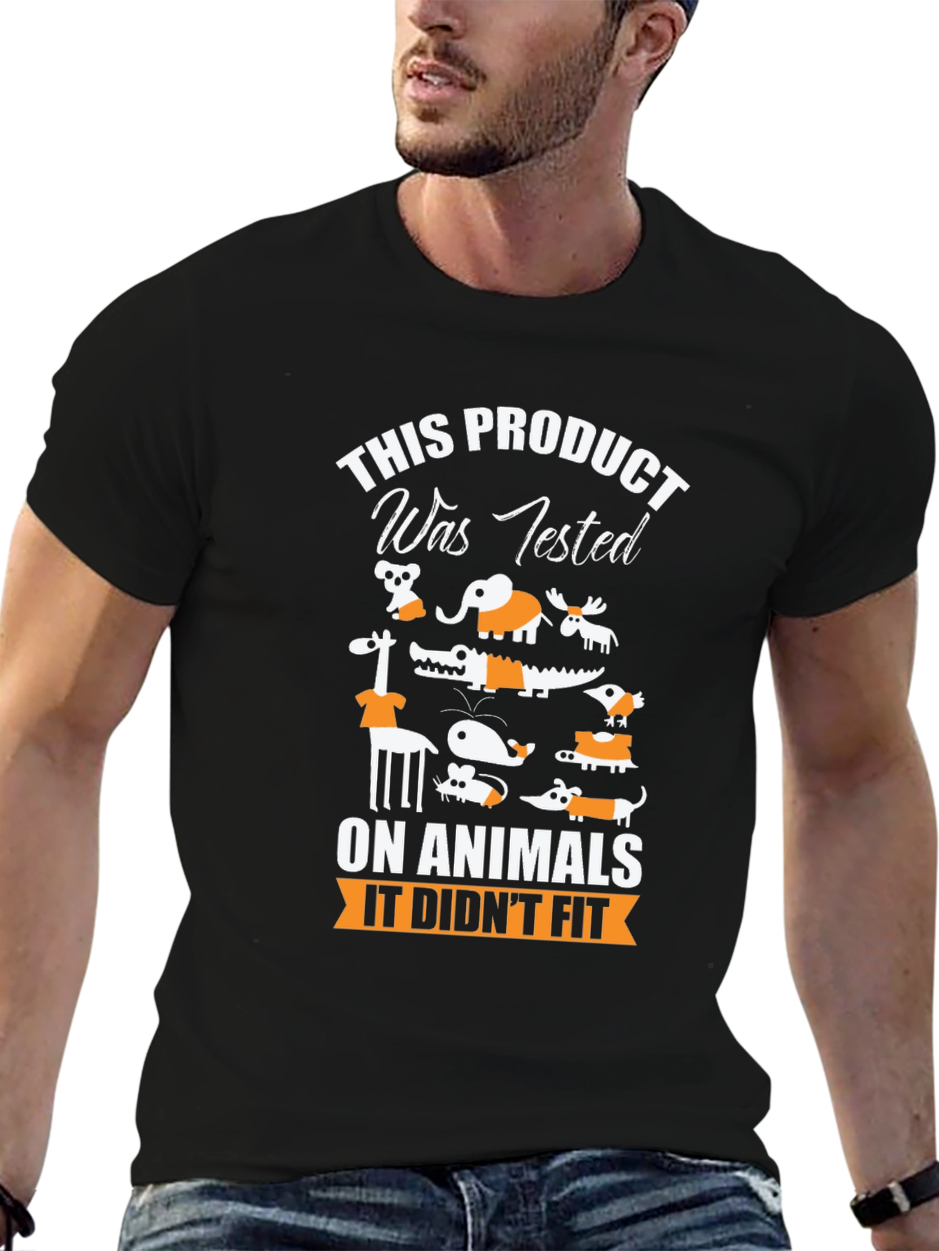 Black Animal Tested Humor Graphic T-Shirt view 6