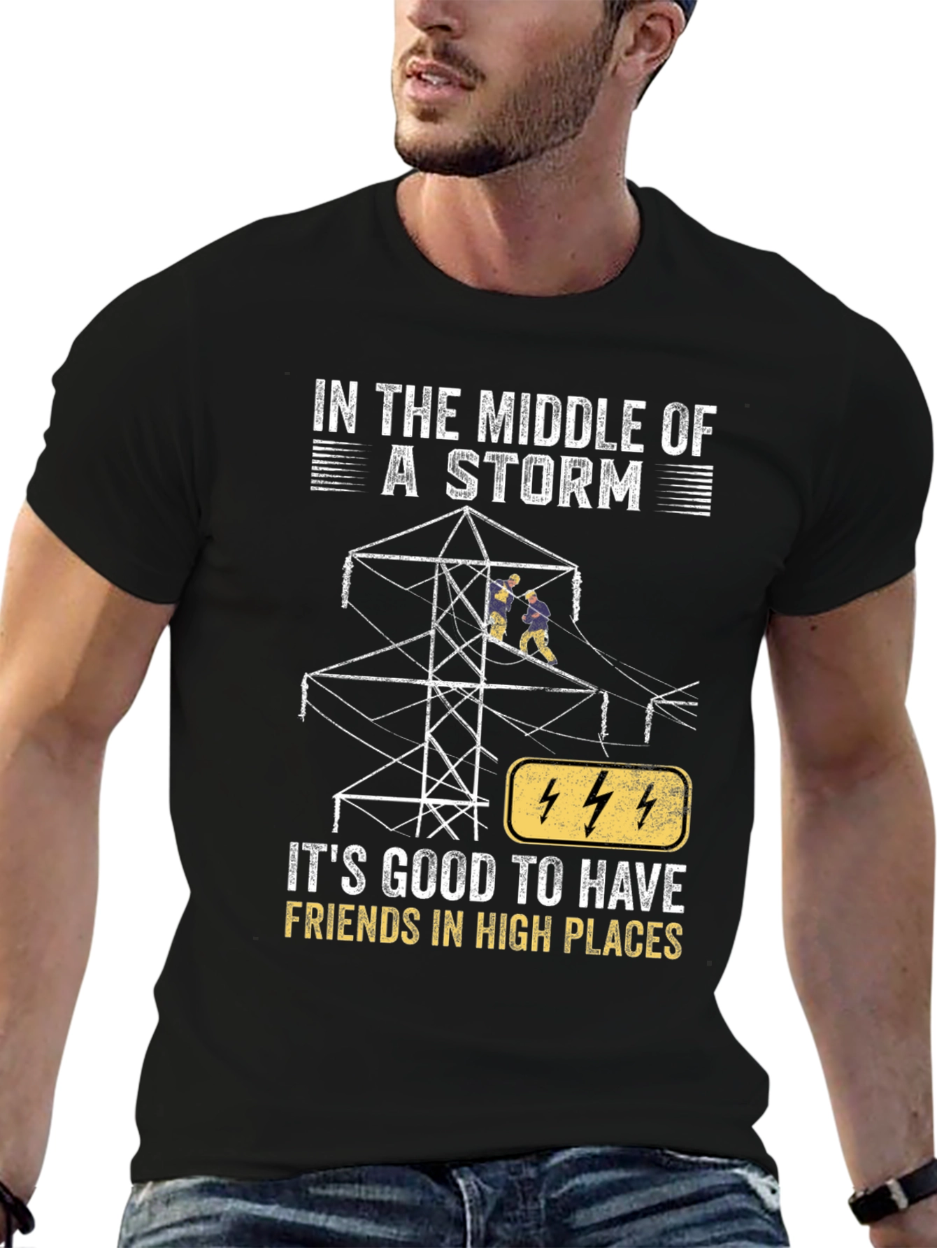 Black Storm Friends T-Shirt - High Places Electrician Tee view 6