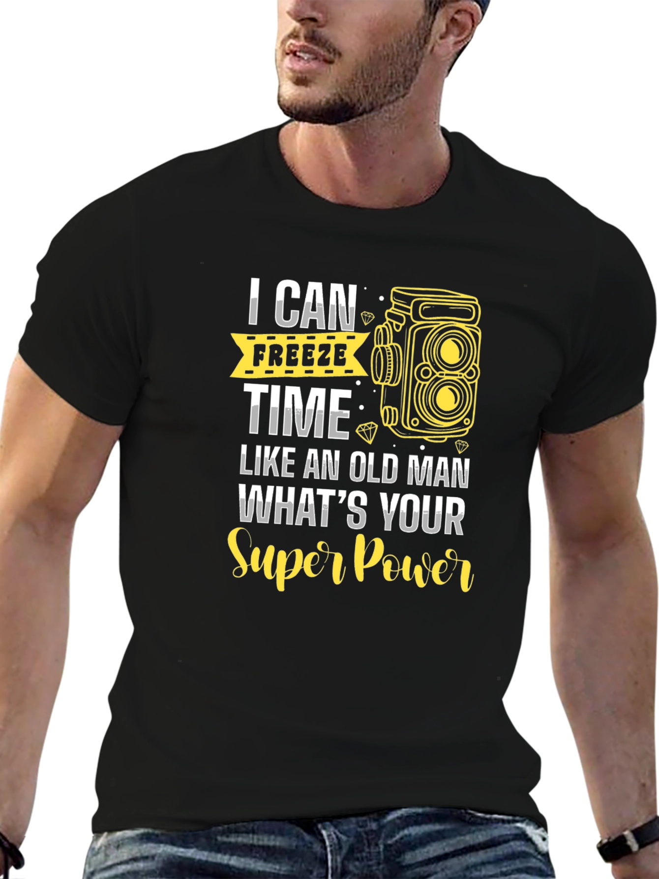 Black Freeze Time T-Shirt - Camera Graphic Tee view 6