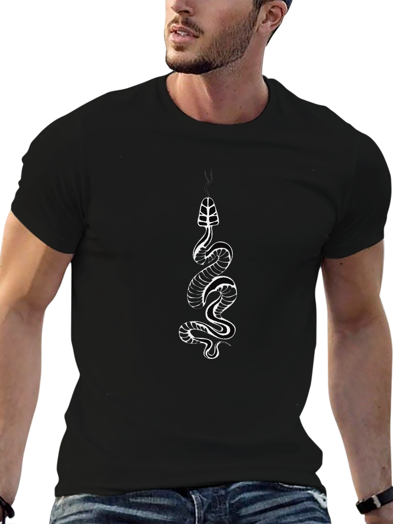 Black Black T-Shirt with Snake Graphic view 6
