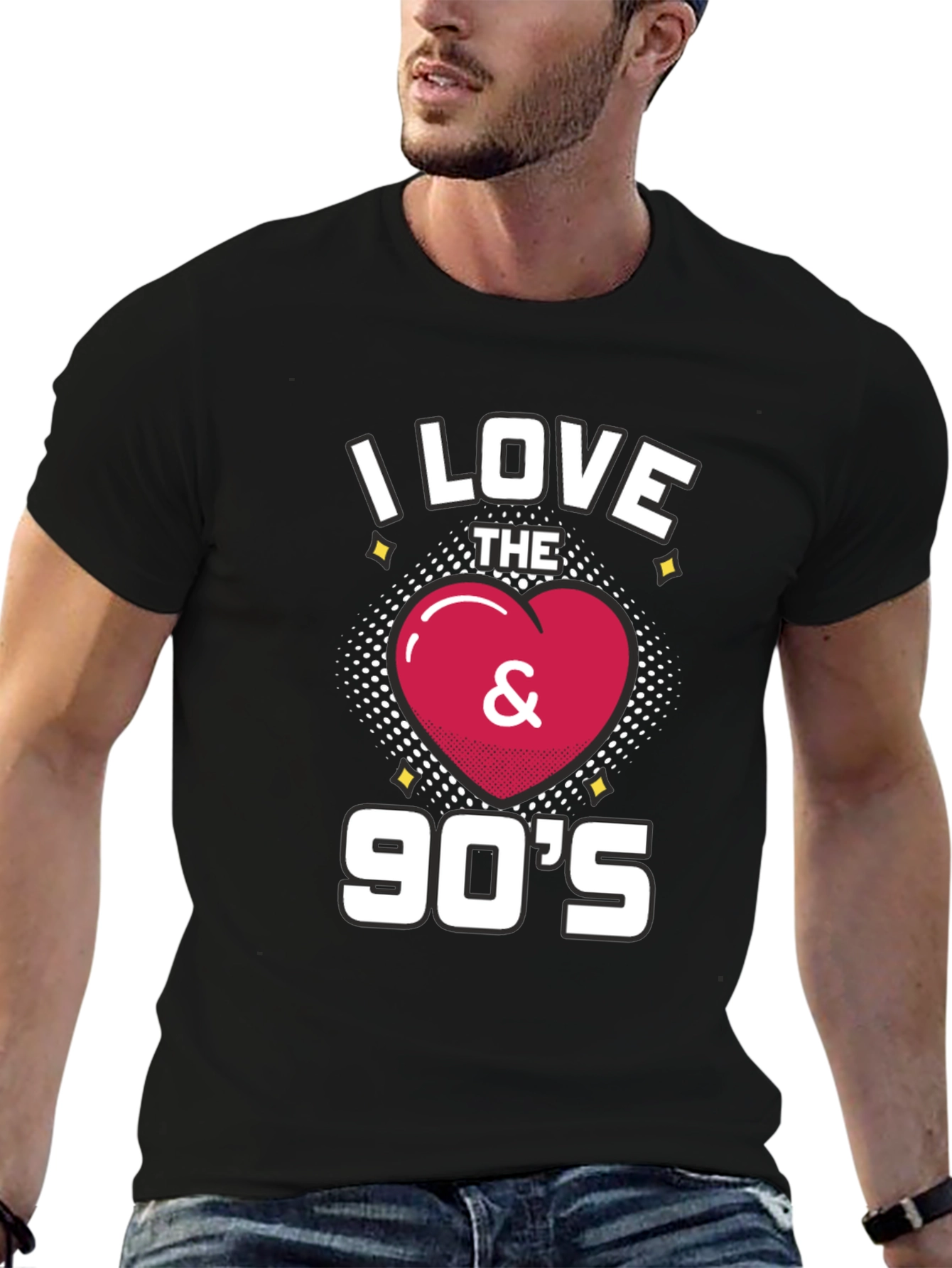 Black I Love the 90's Retro Graphic T-Shirt view 6