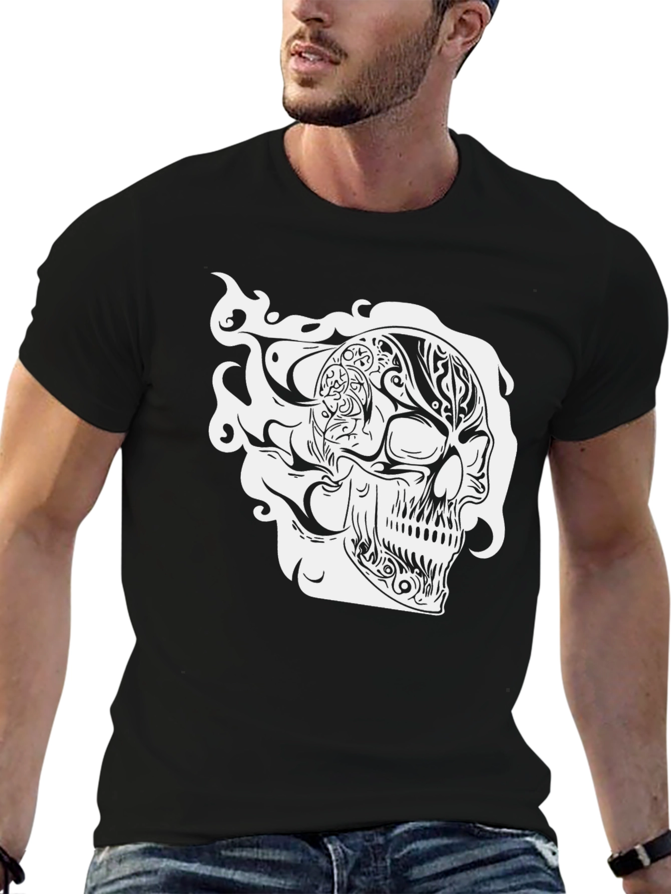 Black Skull Graphic Black T-Shirt view 6