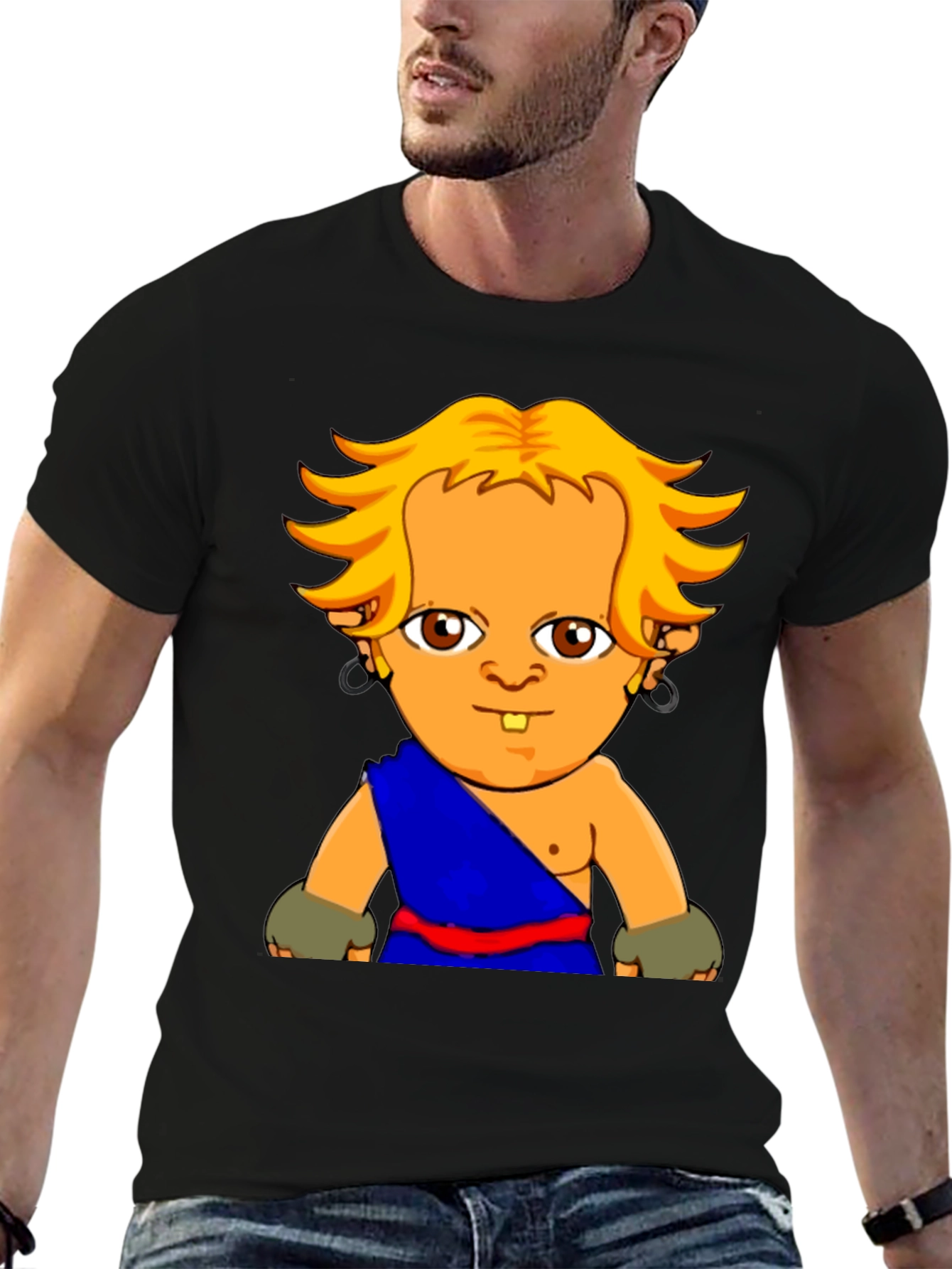 Black Cartoon Character Graphic Black T-Shirt view 6