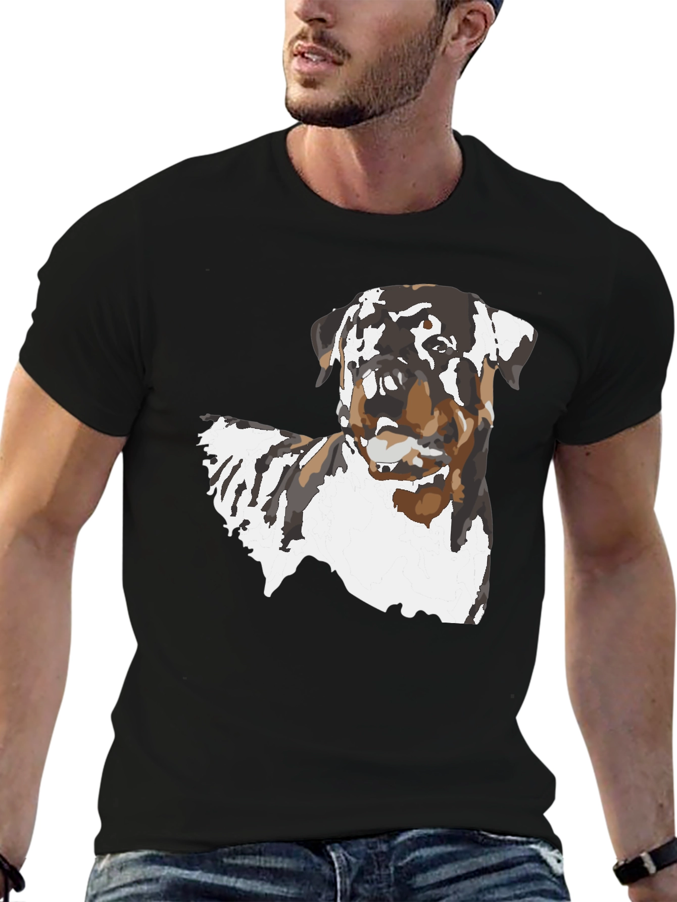 Black Rottweiler Dog Graphic Black T-Shirt view 6
