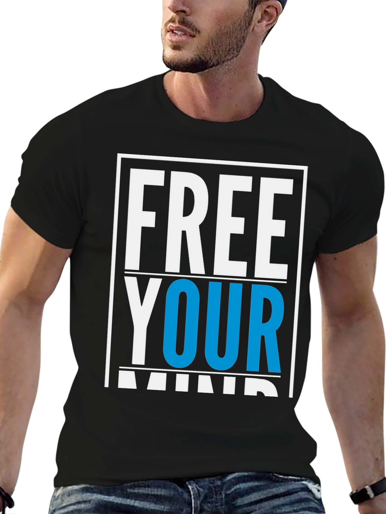 Black Free Your Mind Graphic T-Shirt - Black view 6