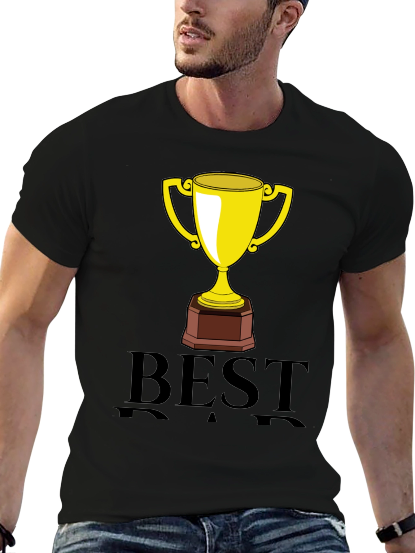 Black Best Dad Trophy Graphic Tee - Black view 6