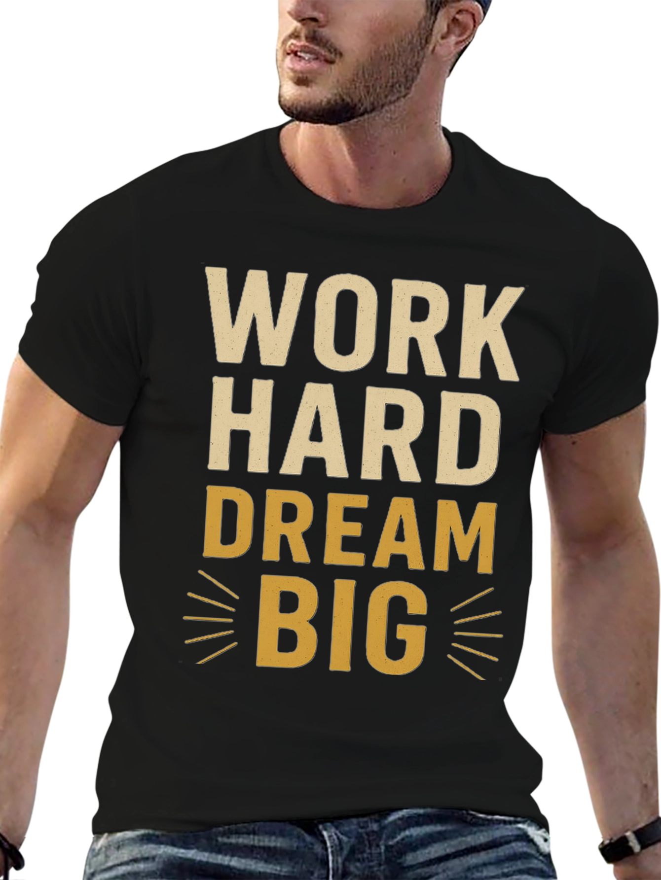 Black Work Hard Dream Big Graphic Tee view 6