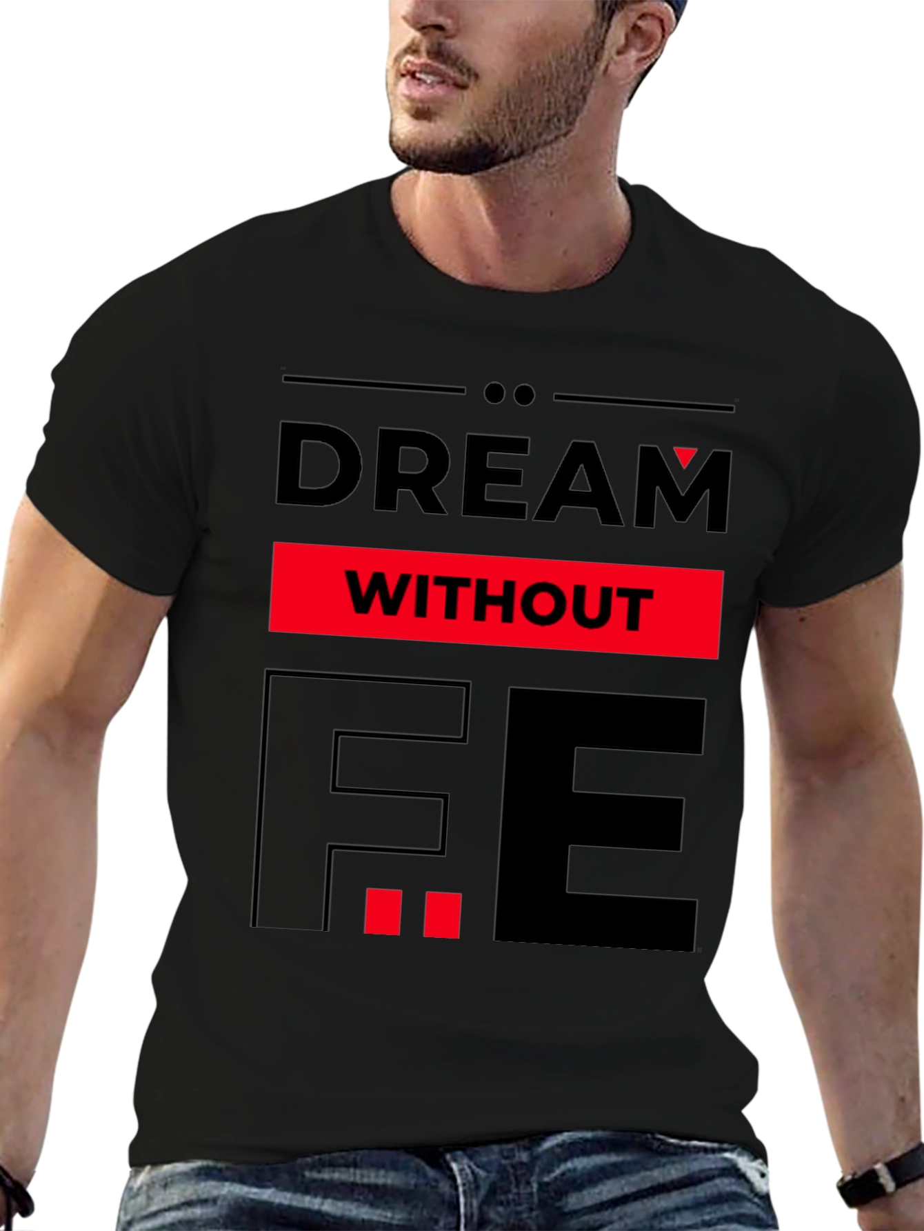 Black Dream Without Fear Graphic Tee - Black view 6