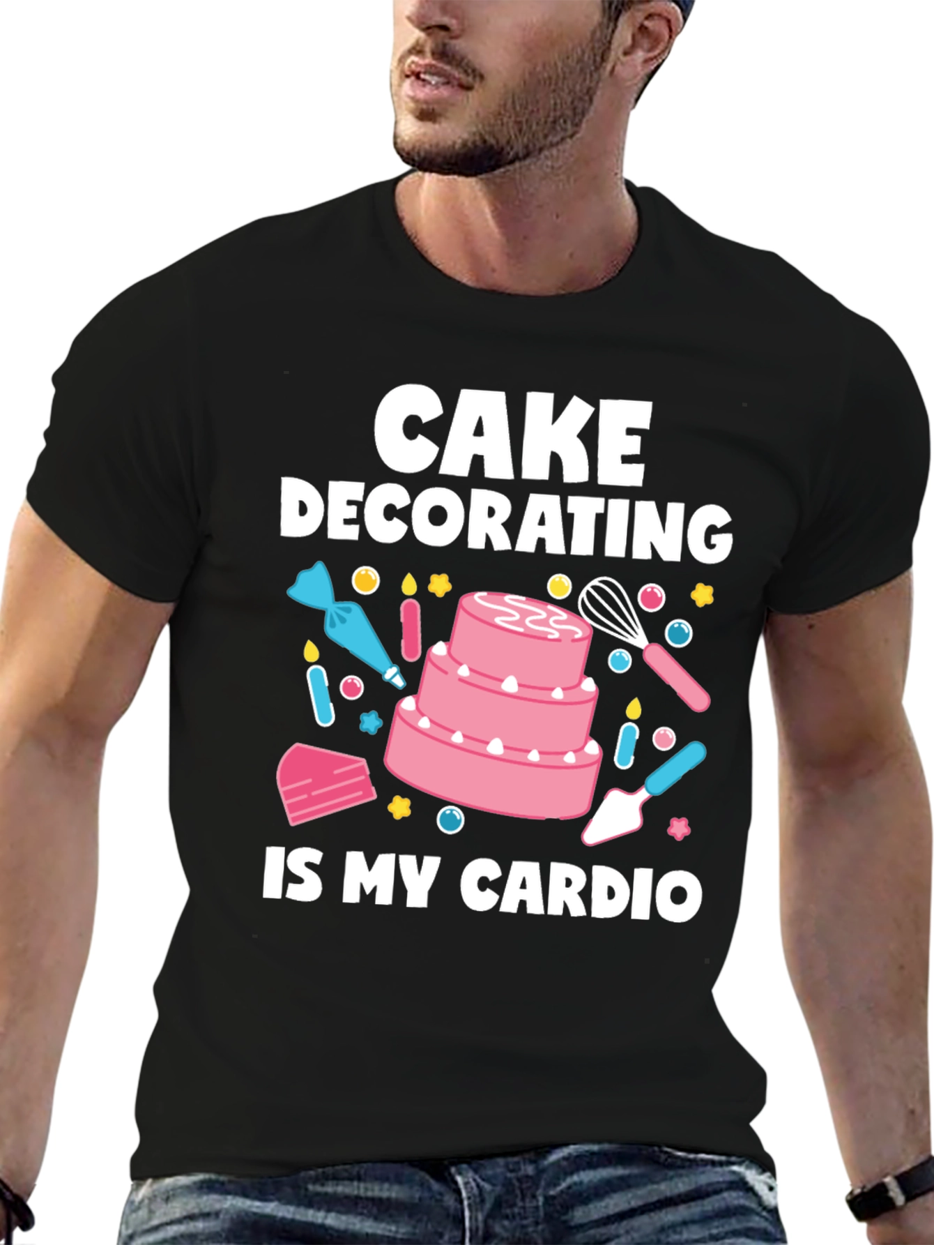 Black Cake Decorating Is My Cardio T-Shirt - Baker Gift view 6