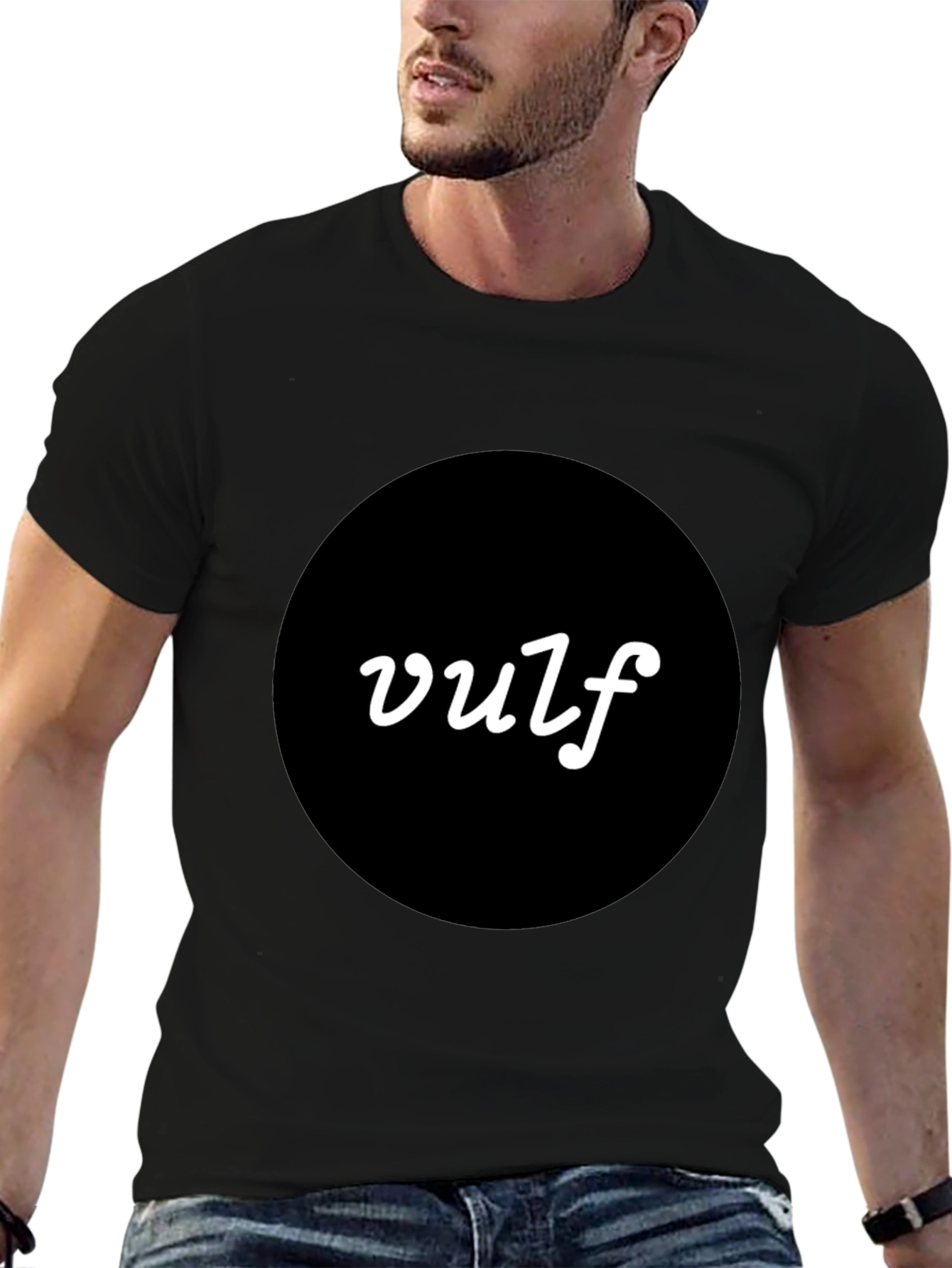 Black Vulf T-Shirt - Modern Black Tee with Bold Logo view 6
