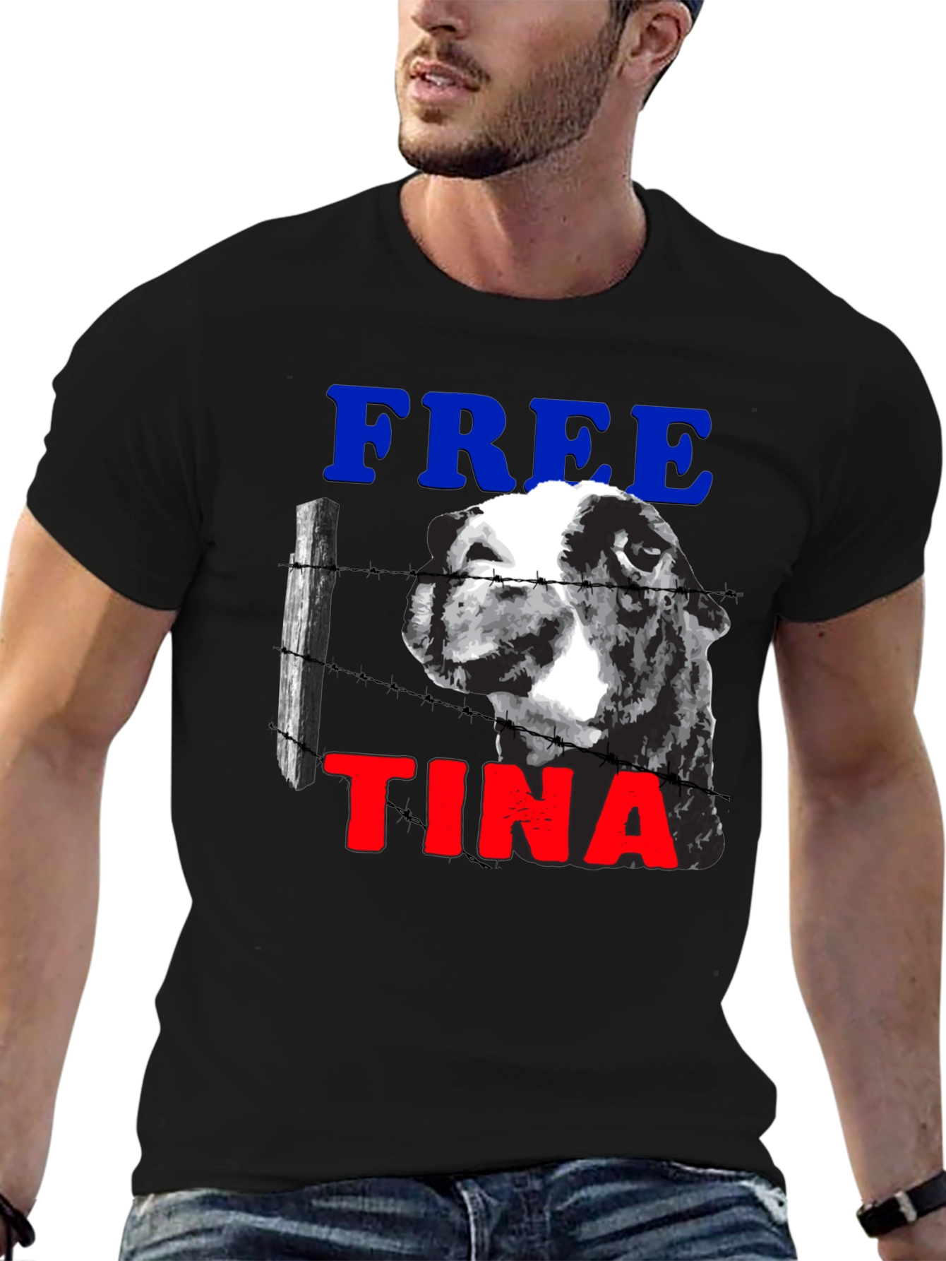 Black Free Tina Novelty Graphic T-Shirt view 6