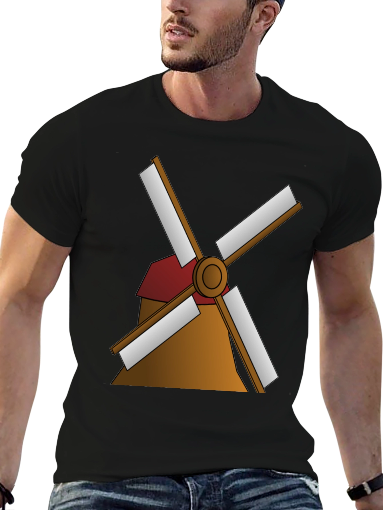 Black Windmill Graphic Tee - Classic Style view 6