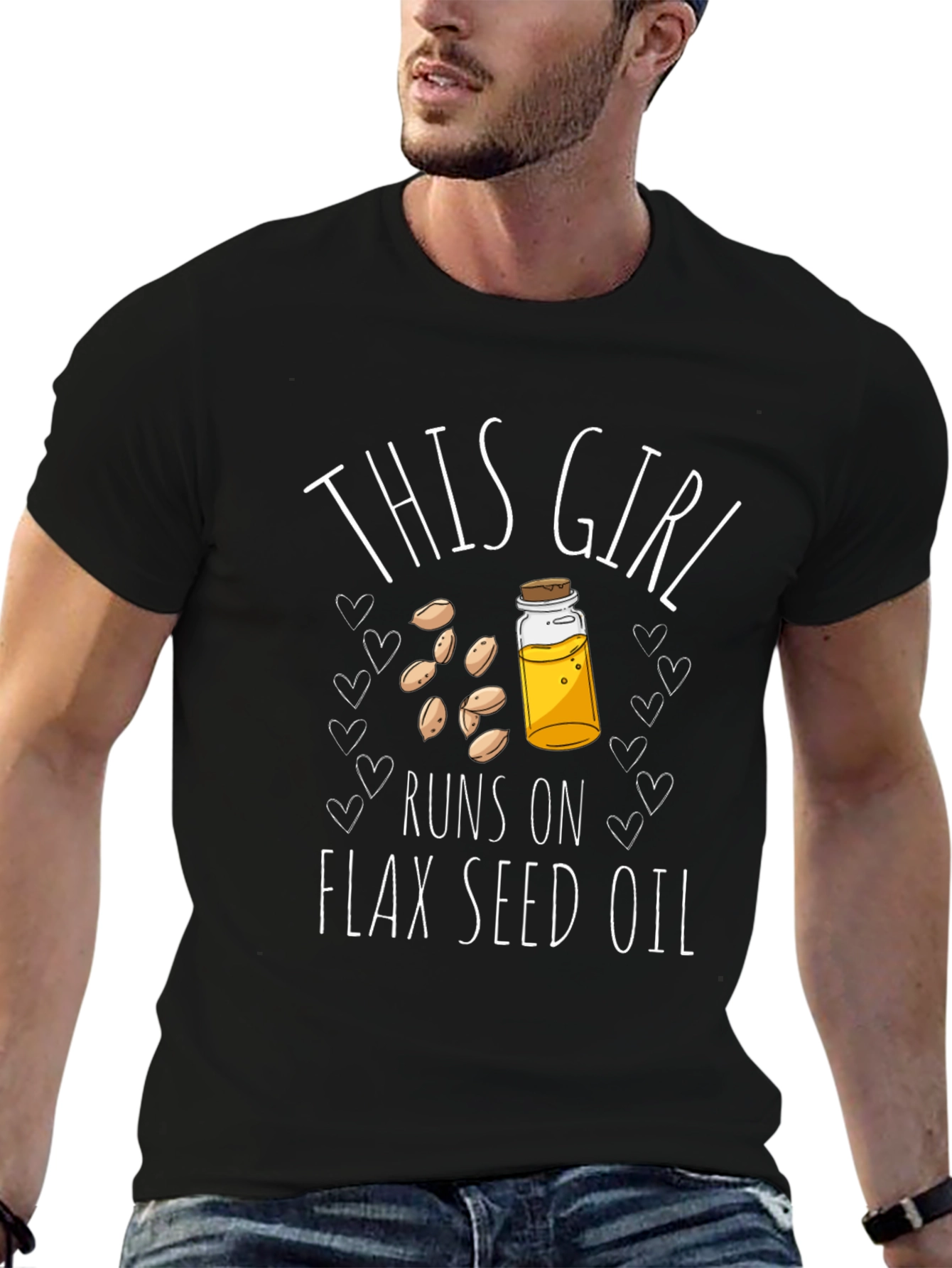 Black Flax Seed Oil T-Shirt - Runs On This Girl Tee view 6