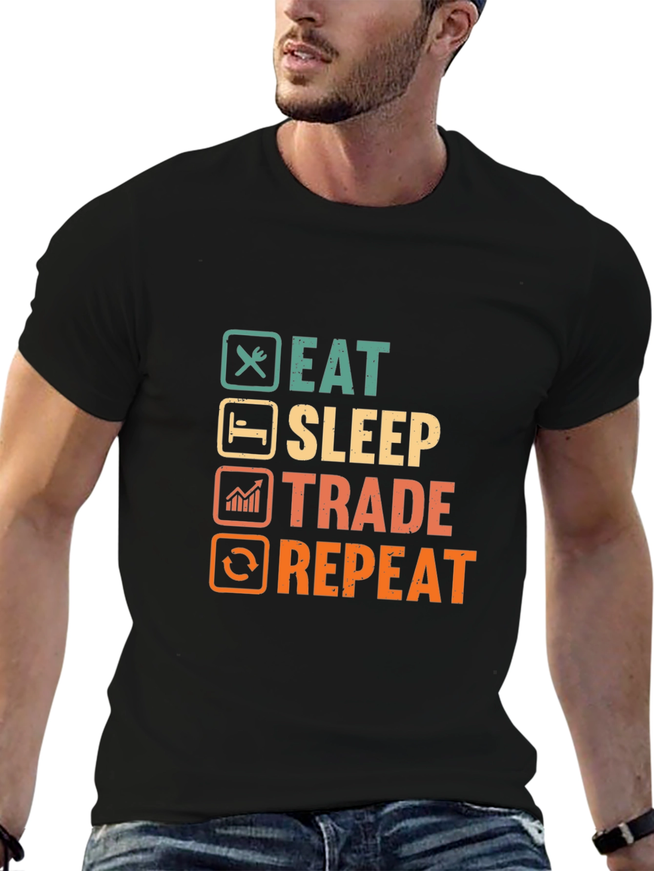 Black Eat Sleep Trade Repeat T-Shirt view 6