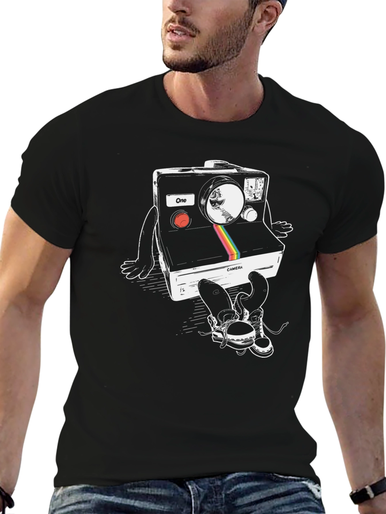 Black Retro Camera Graphic T-Shirt view 6