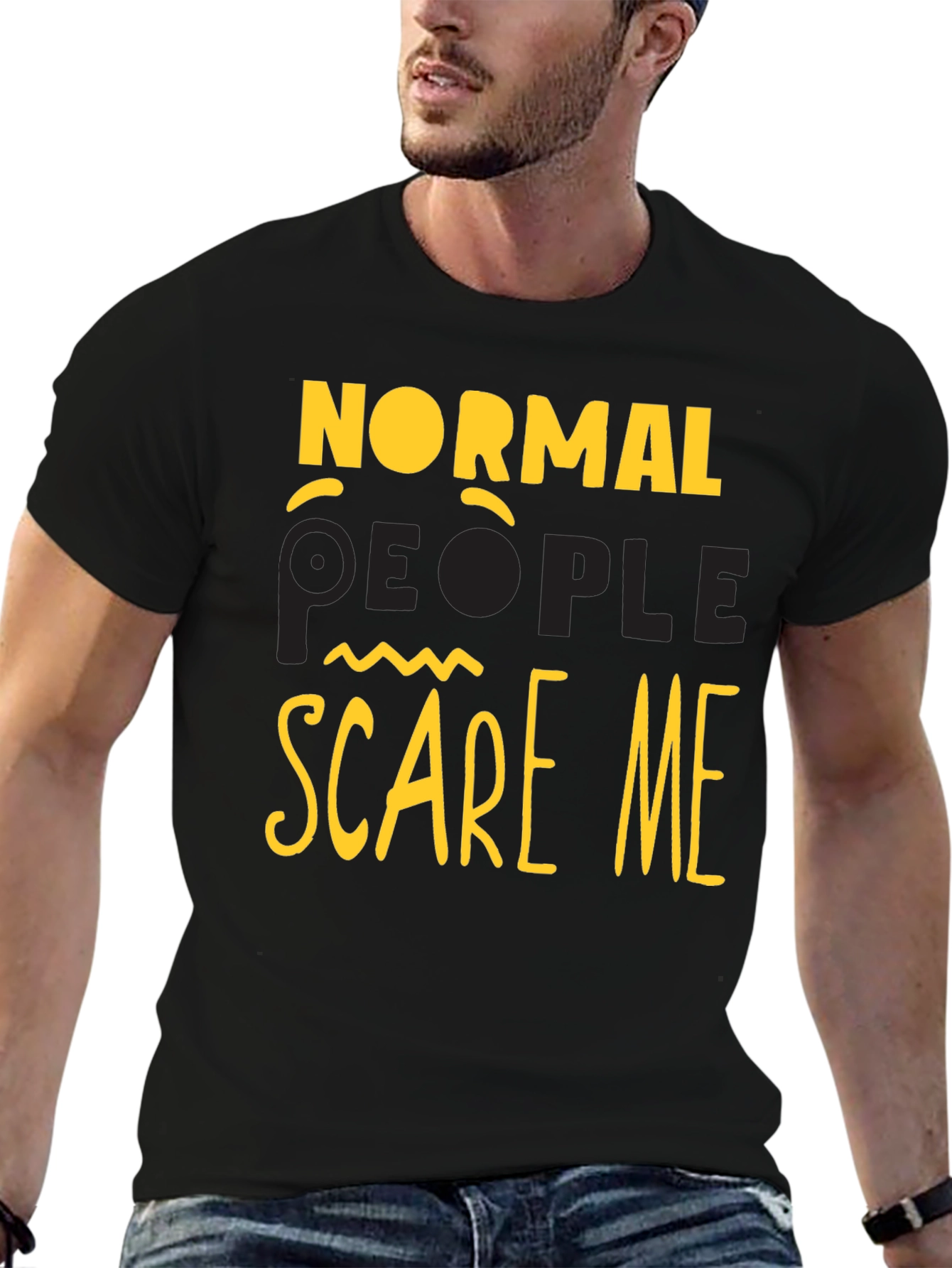 Black Normal People Scare Me Graphic T-Shirt view 6