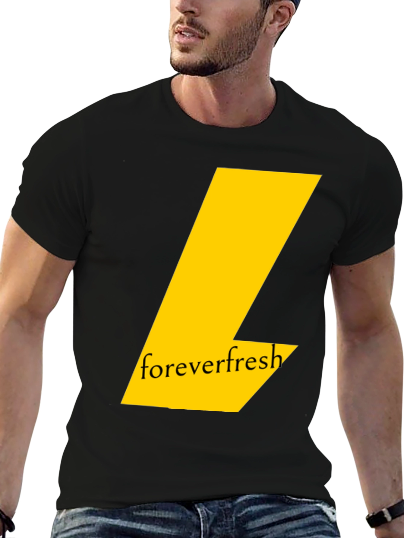 Black Forever Fresh Black T-Shirt: Modern Graphic Tee view 6