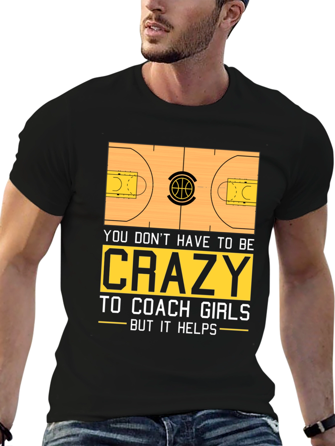 Black Crazy Coach Girls Basketball T-Shirt view 6