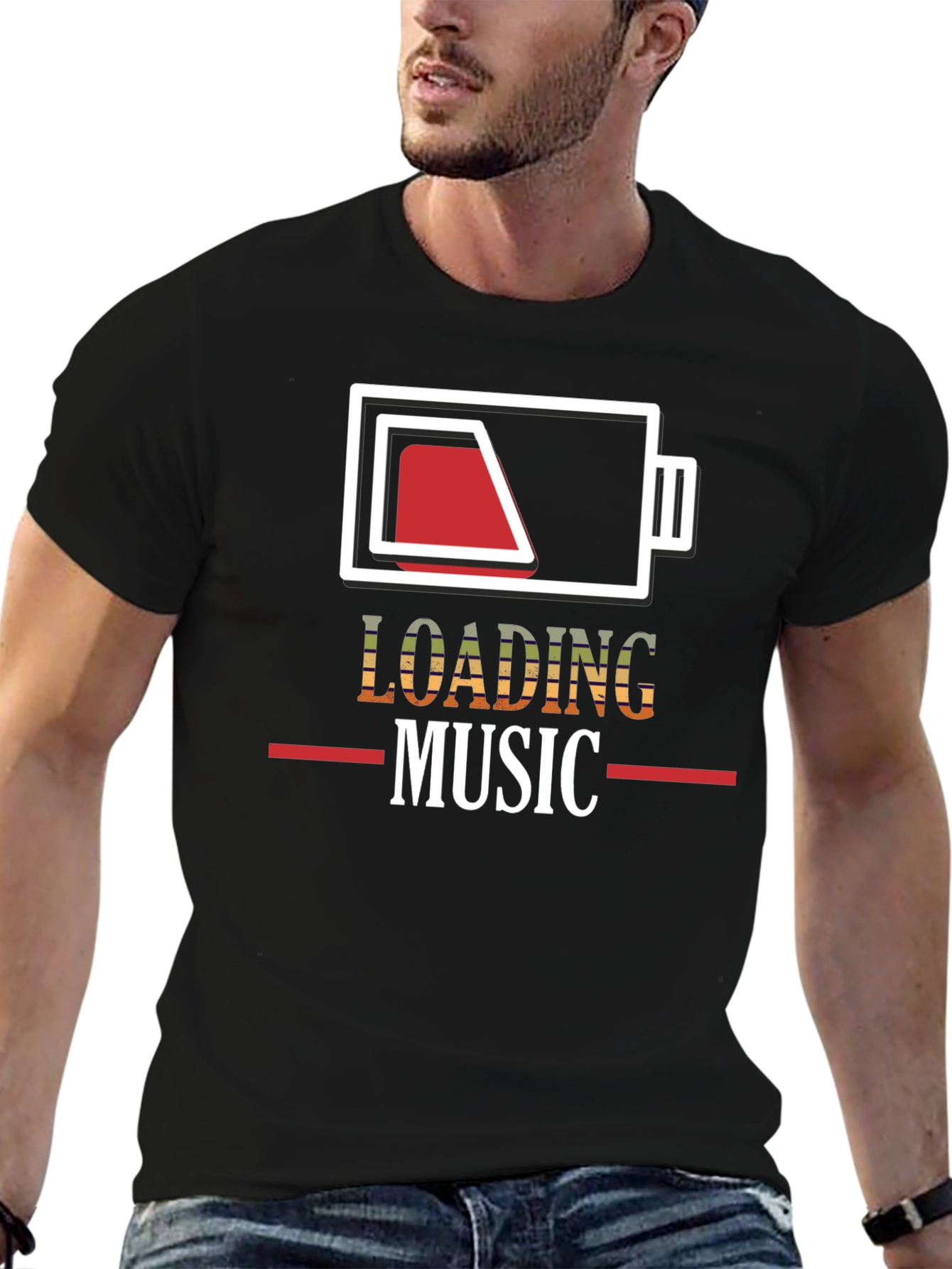 Black Loading Music Battery Graphic T-Shirt view 6