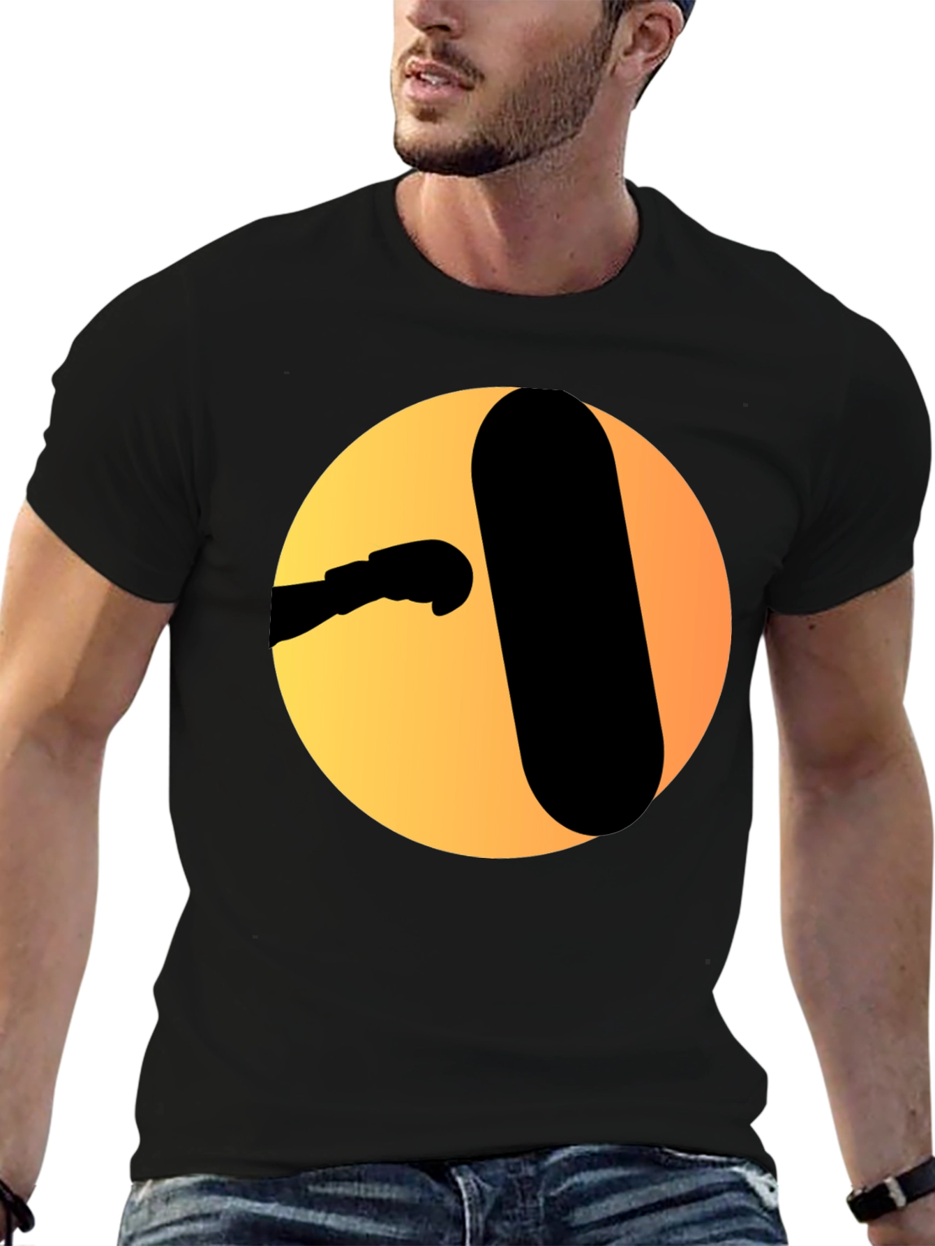 Black Punching Bag Graphic Tee - Black Cotton T-Shirt view 6