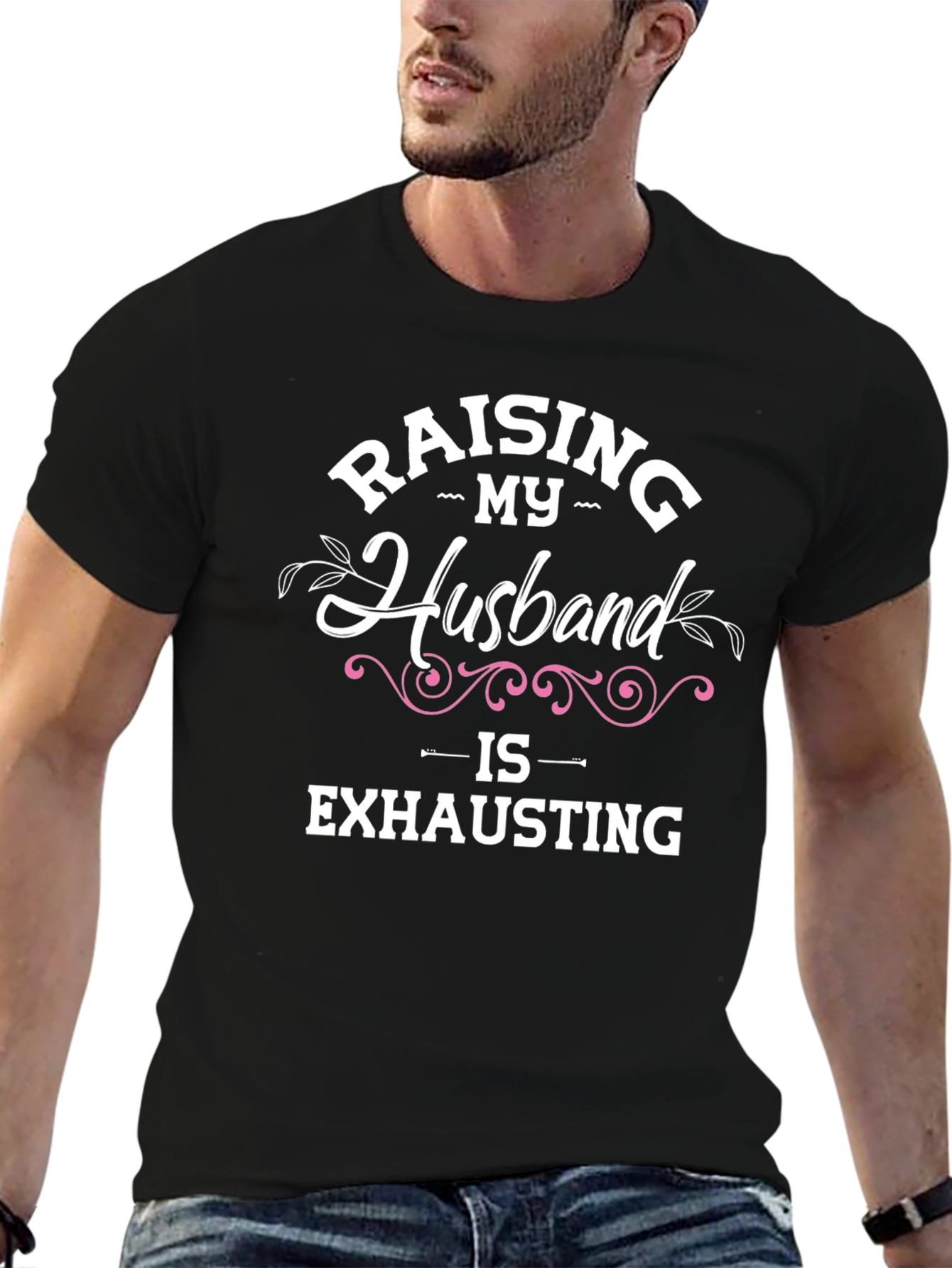 Black Raising My Husband T-Shirt view 6
