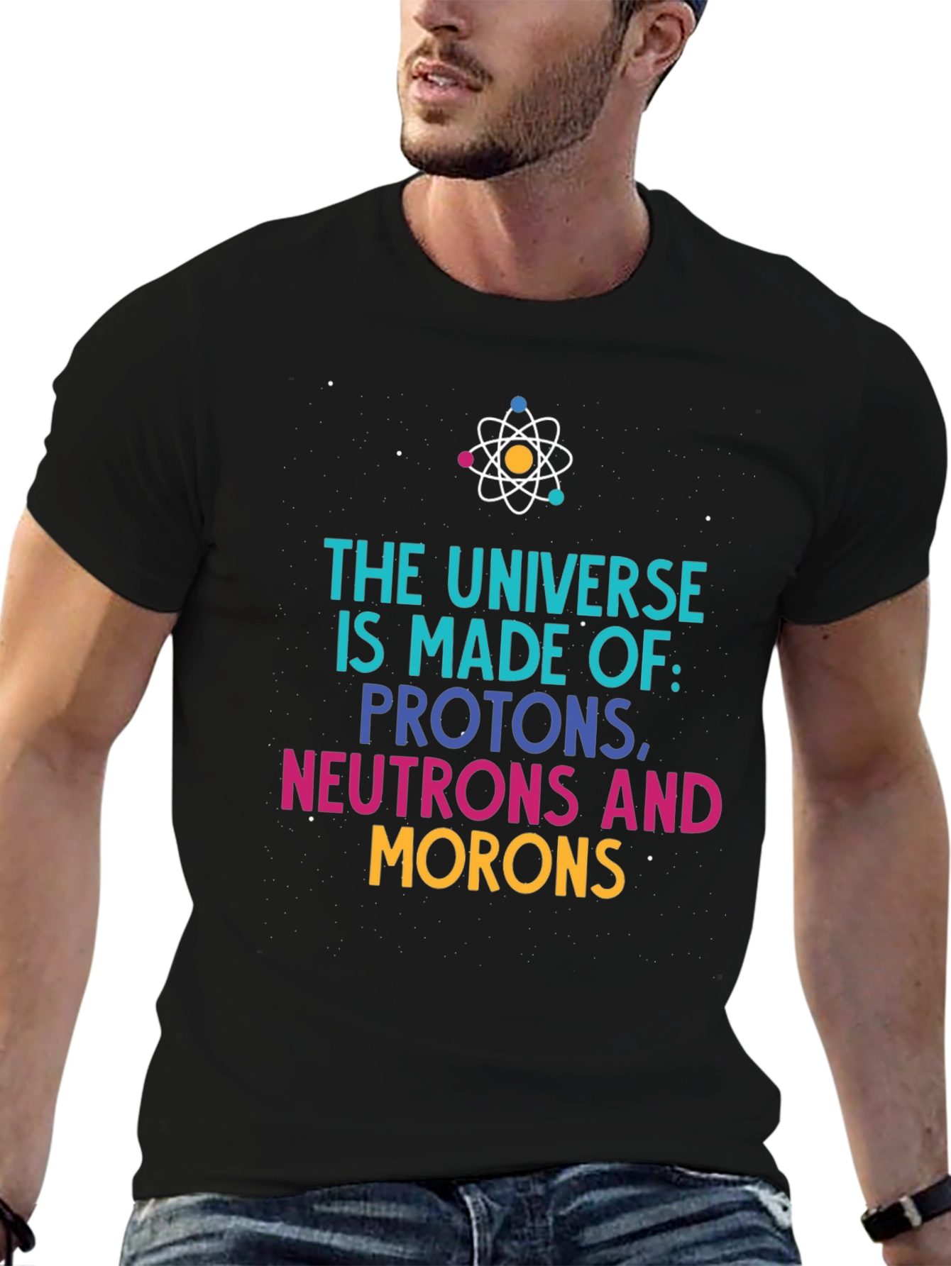 Black Universe Made of Funny Science T-Shirt view 6