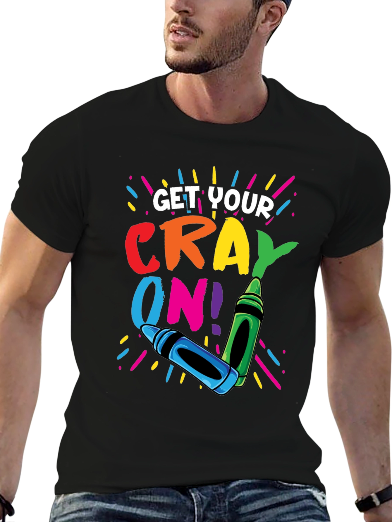 Black Get Your Crayon On! Graphic T-Shirt view 6