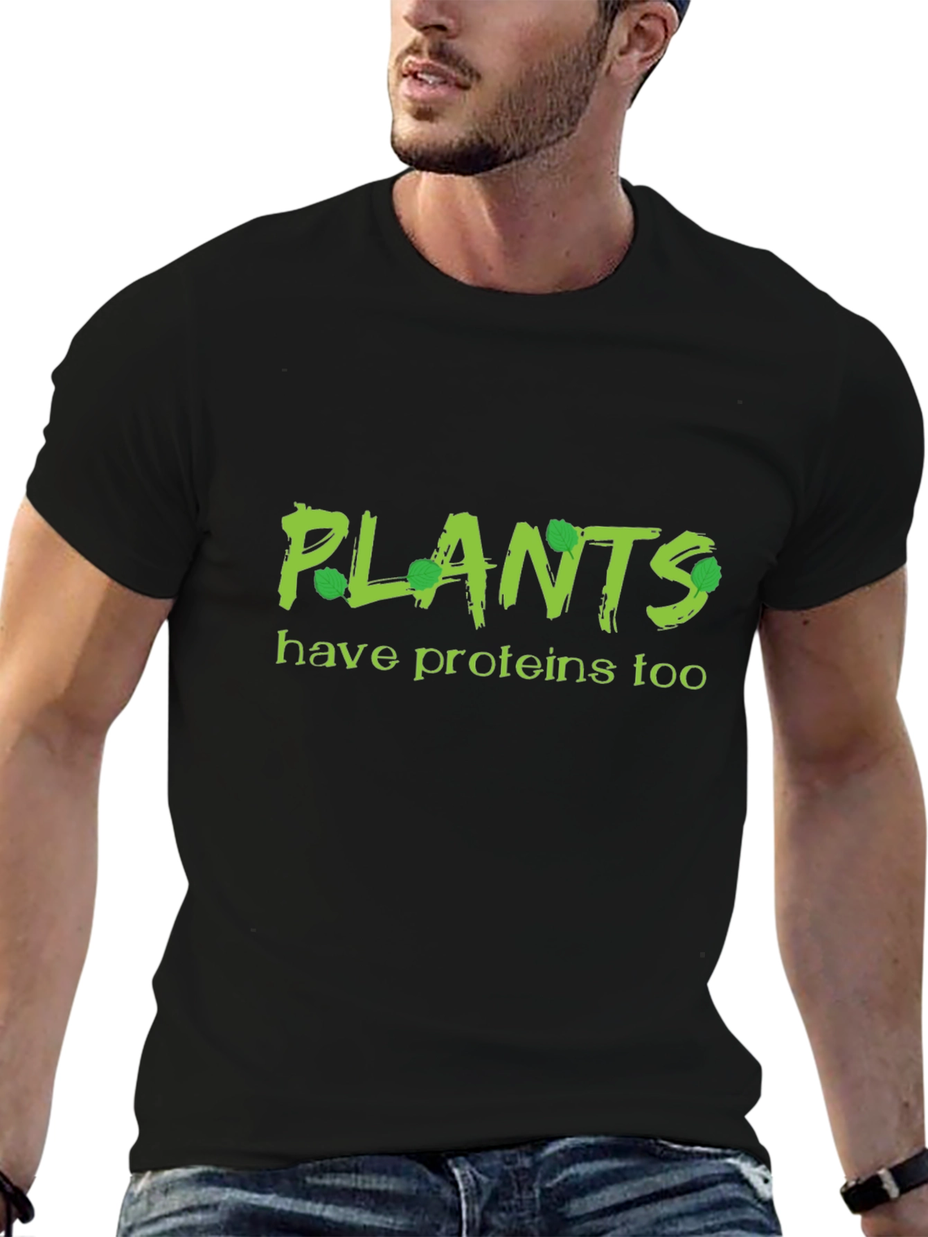 Black Plants Have Proteins Too T-Shirt - Vegan Apparel view 6
