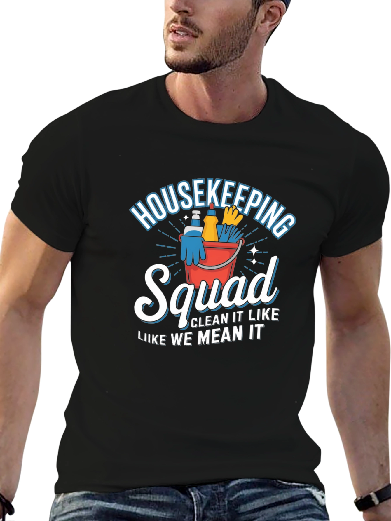 Black Housekeeping Squad T-Shirt - Cleaning Team Apparel view 6