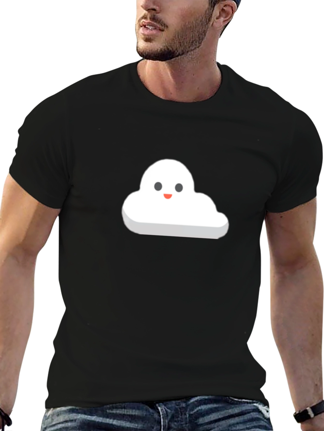 Black Cute Cloud T-Shirt - Black Cotton Blend view 6