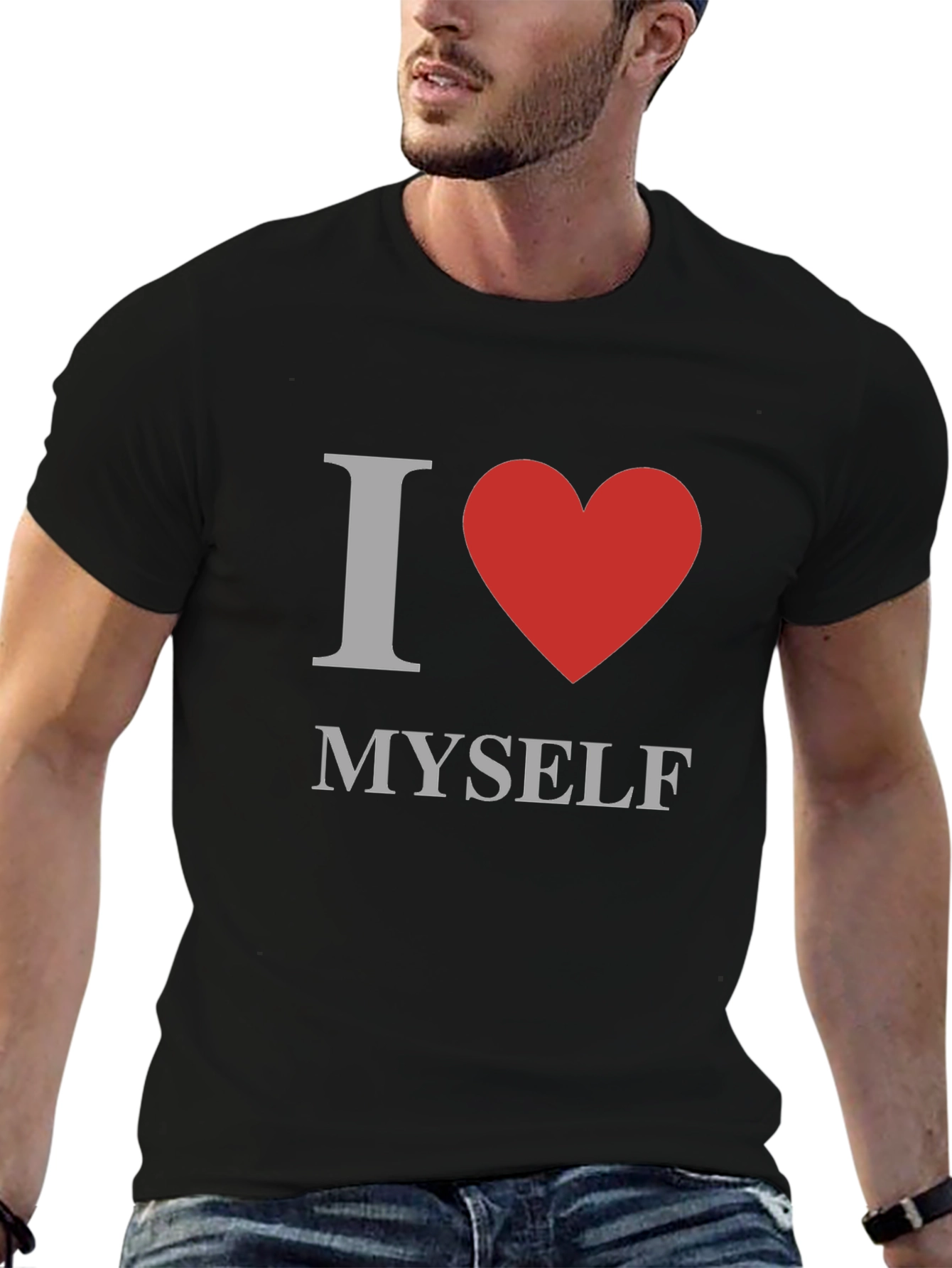 Black I Love Myself T-Shirt - Men's Graphic Tee view 6
