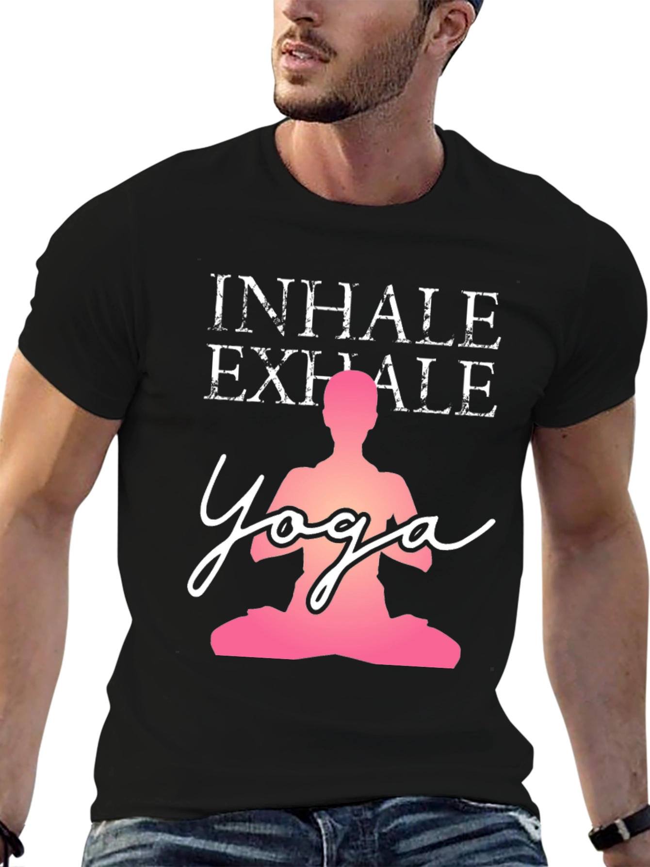 Black Yoga Inhale Exhale Graphic T-Shirt view 6