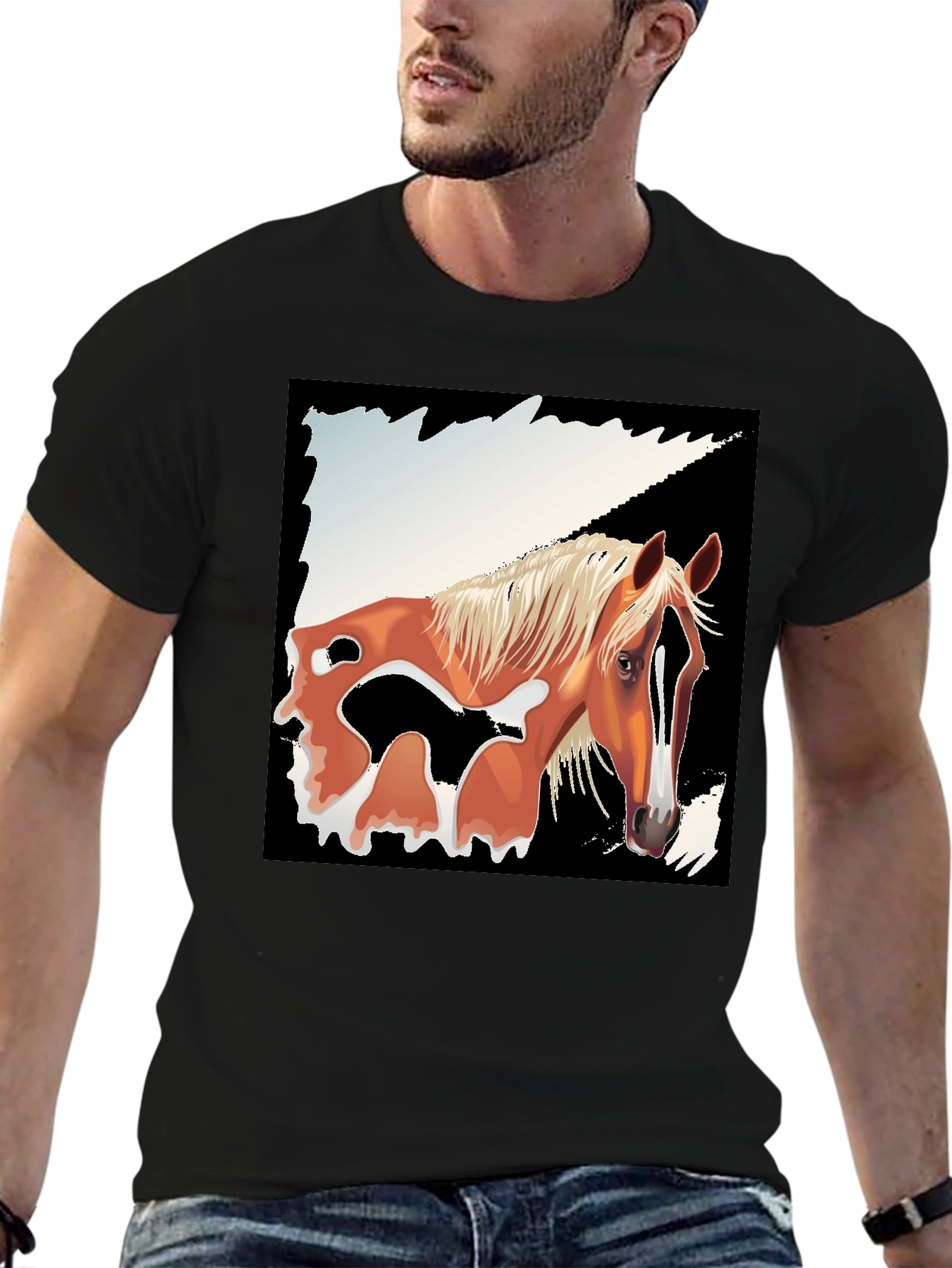 Black Horse Graphic Tee - Men's Black T-Shirt view 6