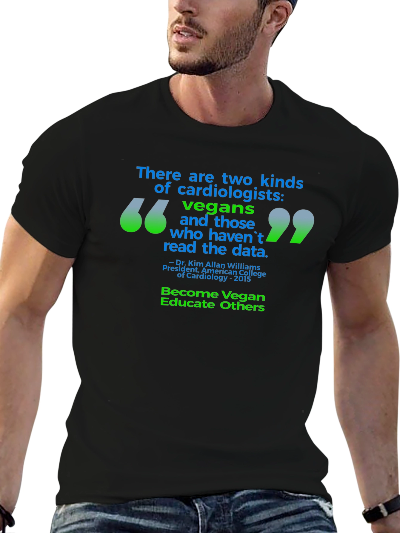 Black Vegan Cardiologist T-Shirt - Read the Data view 6
