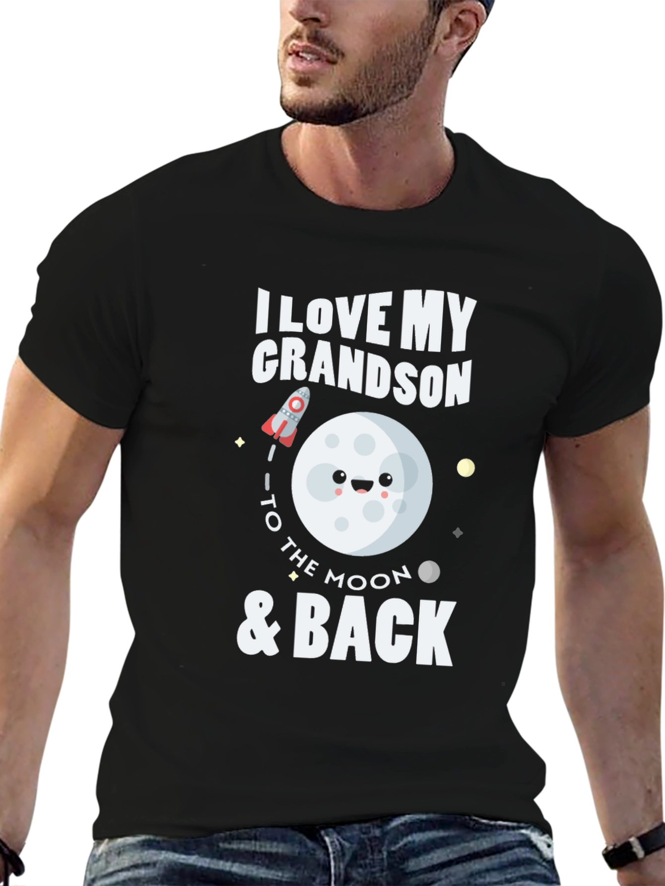 Black I Love My Grandson to the Moon & Back T-Shirt view 6