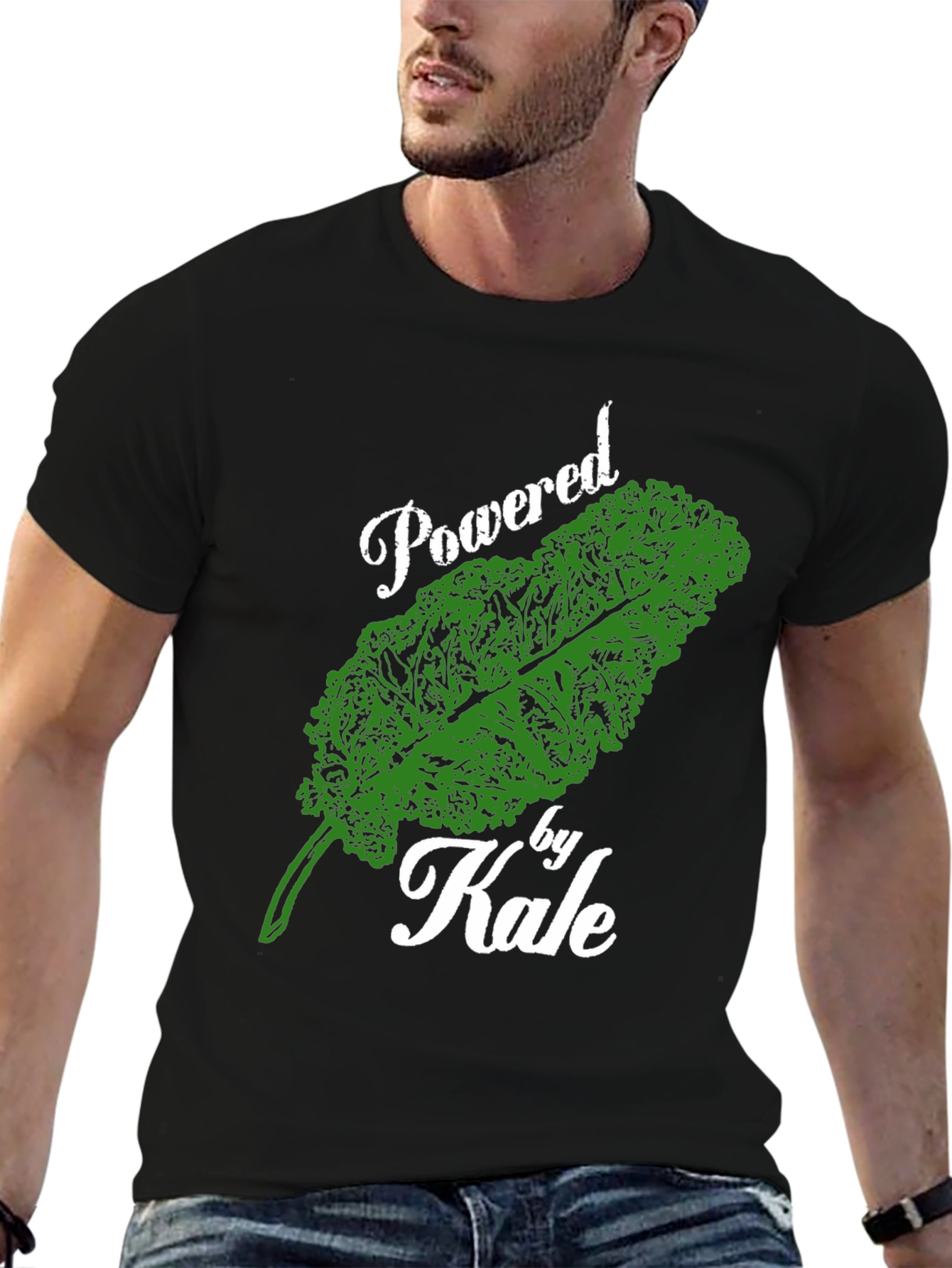 Black Powered by Kale T-Shirt - Vegan & Healthy view 6