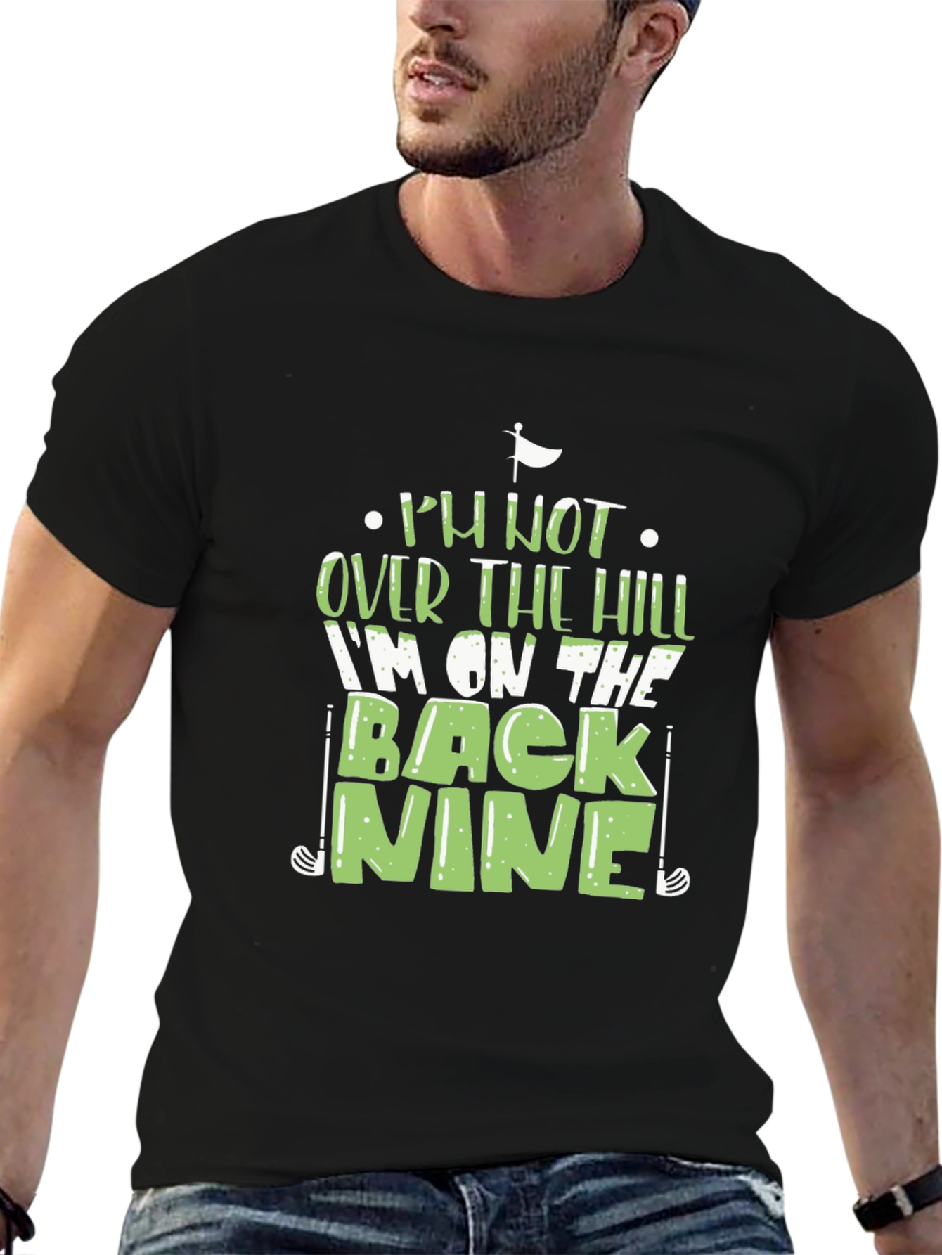 Black Funny Golf T-Shirt - Back Nine Humor Tee view 6