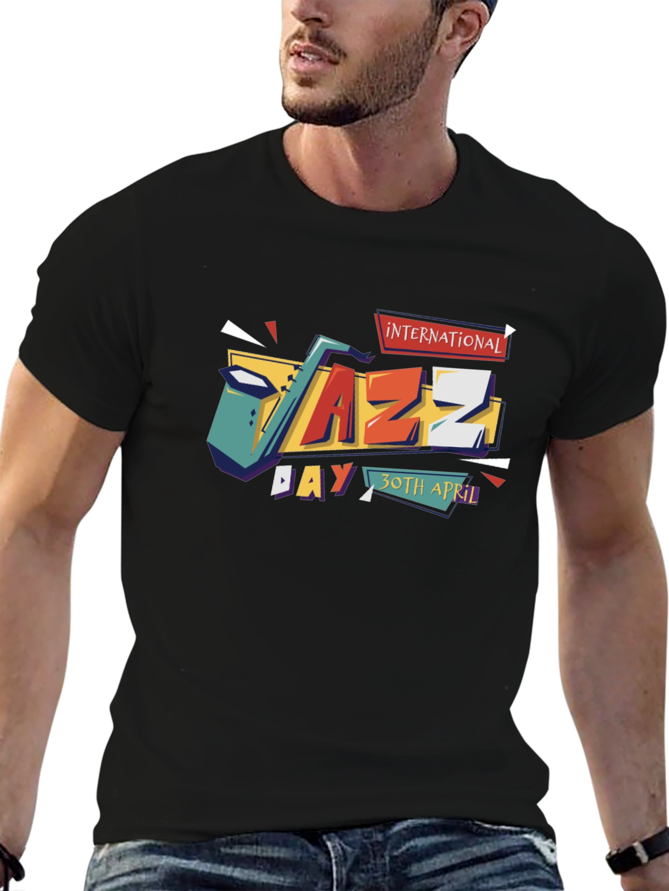 Black International Jazz Day Black T-Shirt view 6