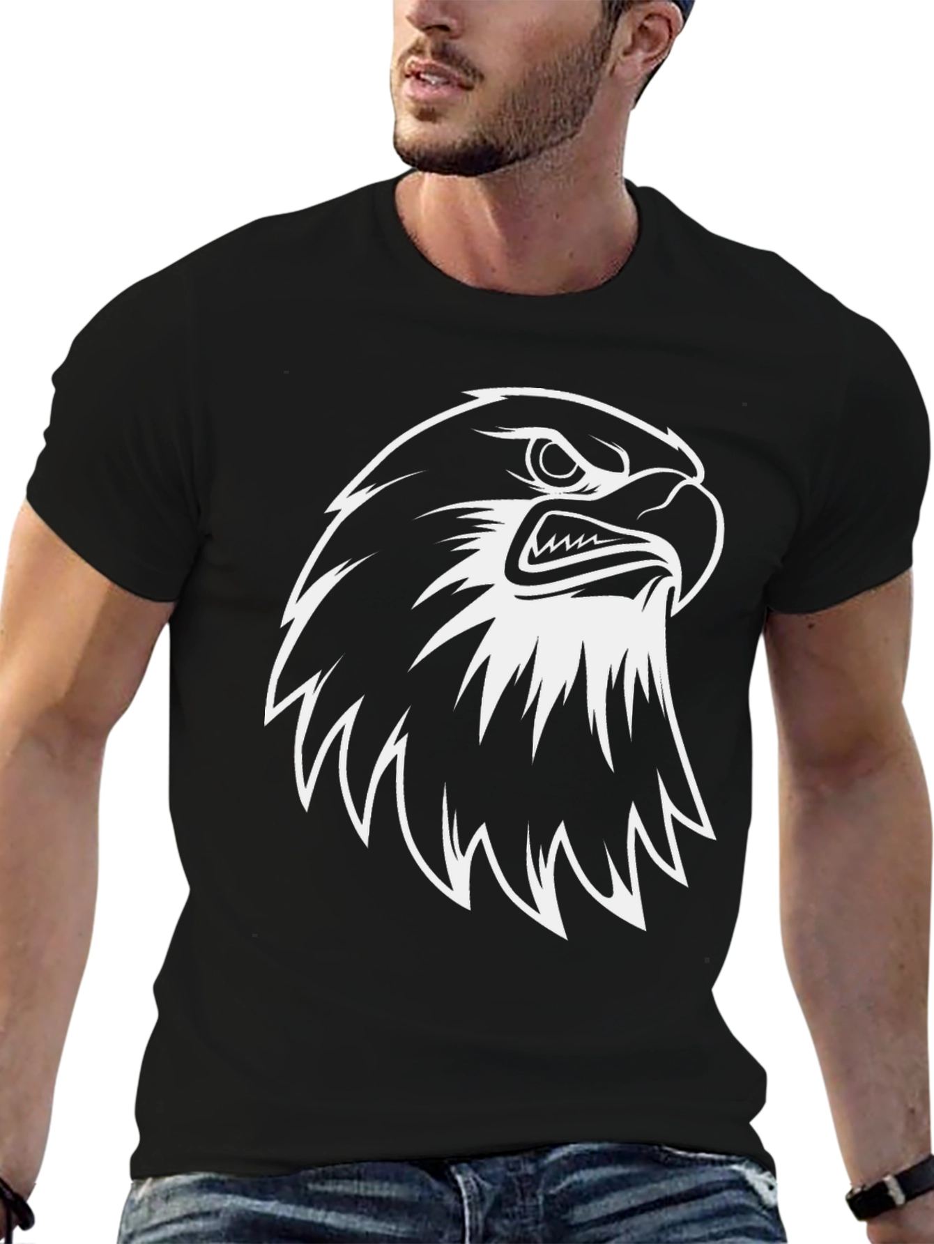 Black Eagle Graphic Tee - Black Cotton Casual view 6